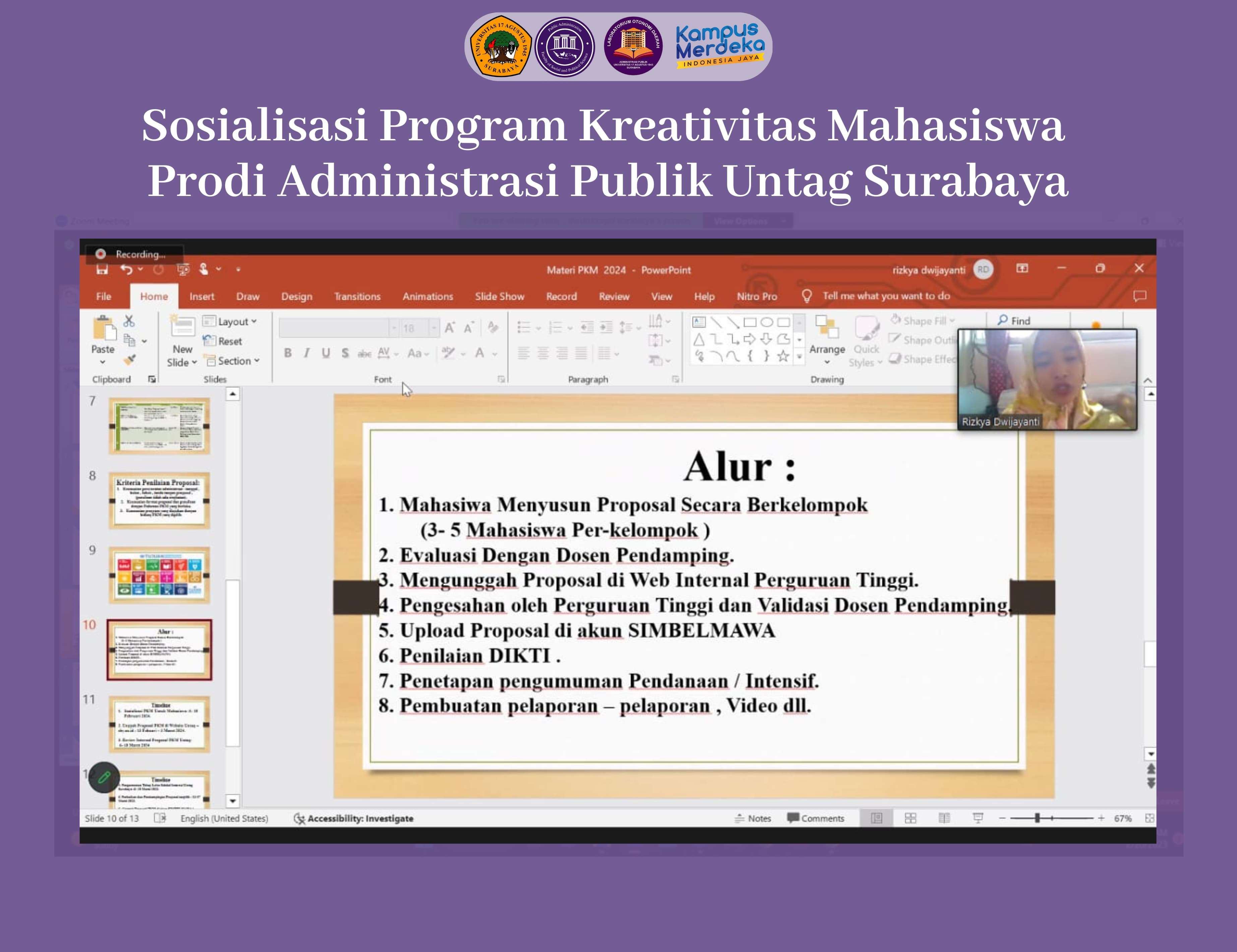 Sosialisasi Program Kreativitas Mahasiswa Prodi Administrasi Publik Untag Surabaya 