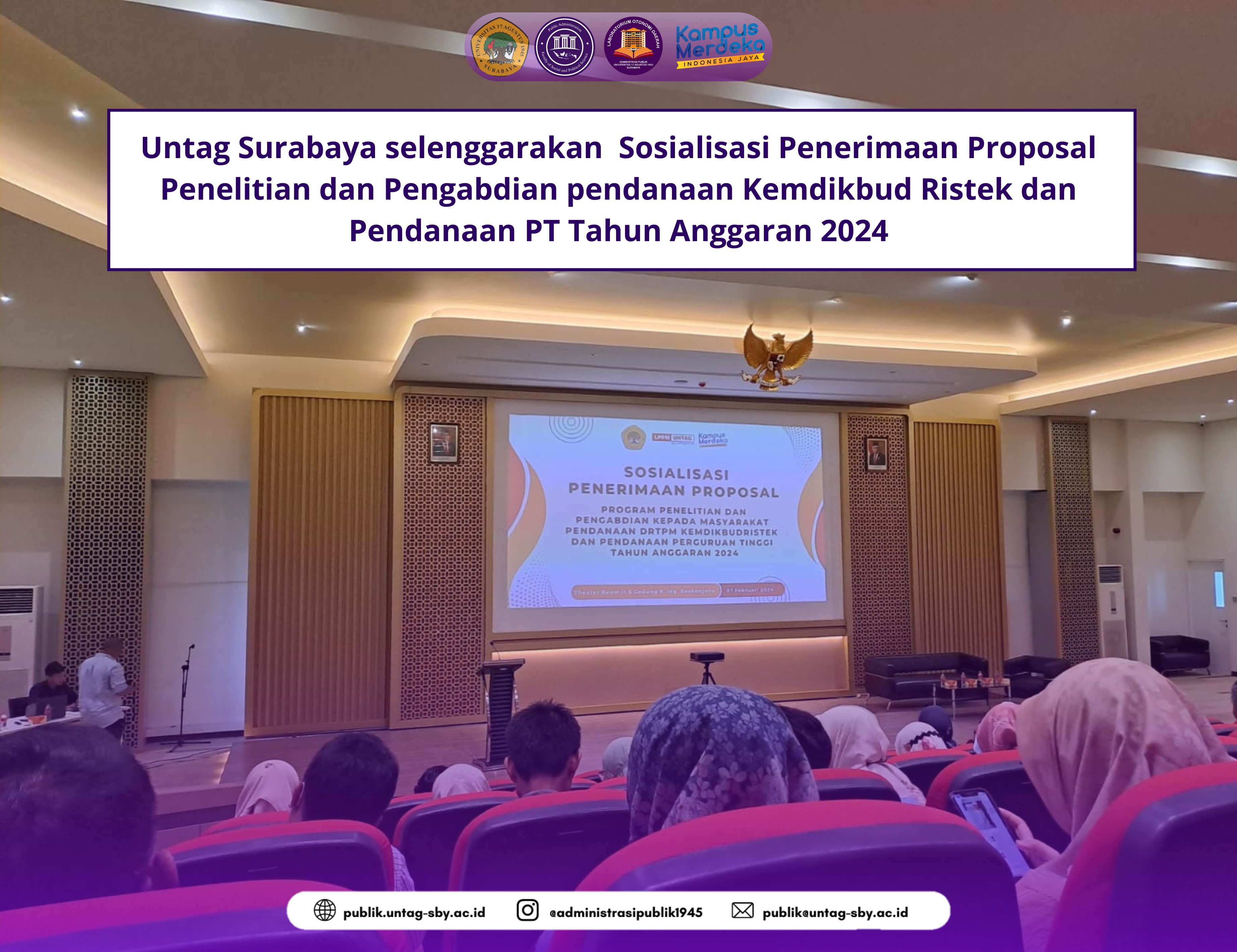 Untag Surabaya selenggarakan  Sosialisasi Penerimaan Proposal Penelitian dan Pengabdian