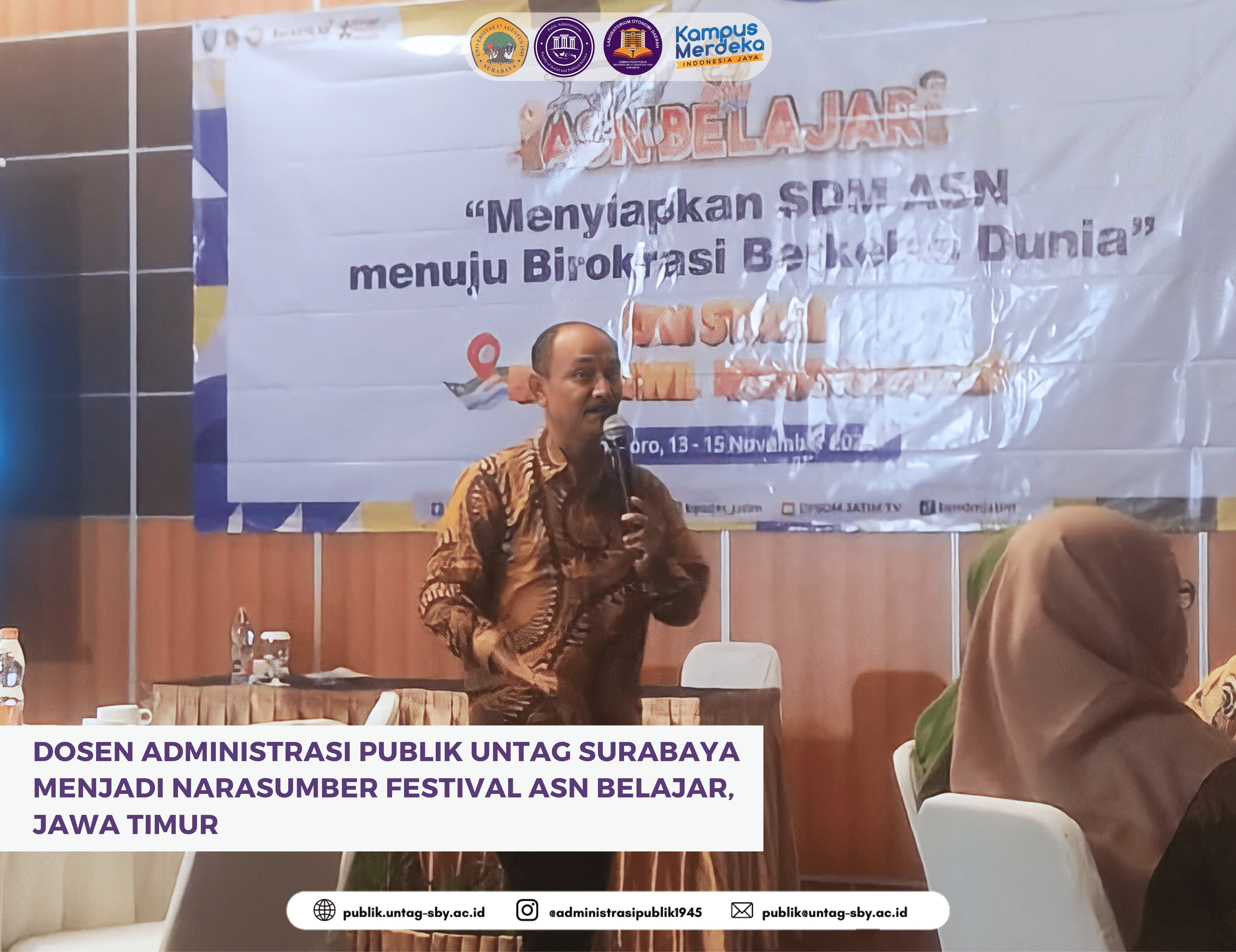 Dosen Administrasi Publik Untag Surabaya Menjadi Narasumber Festival ASN Belajar, Jawa Timur