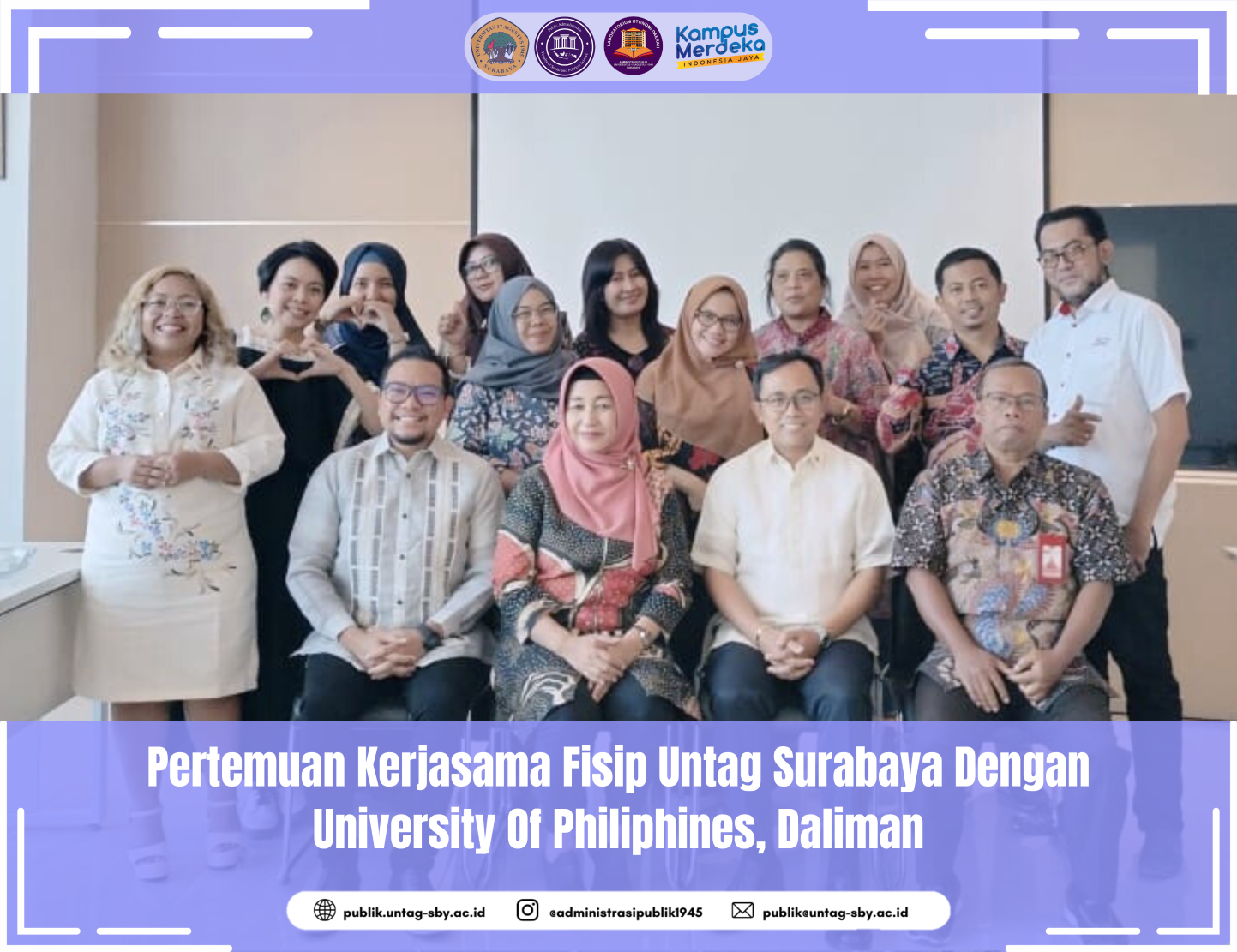 Pertemuan Kerjasama Fisip Untag Surabaya Dengan University Of Philiphines, Dalima