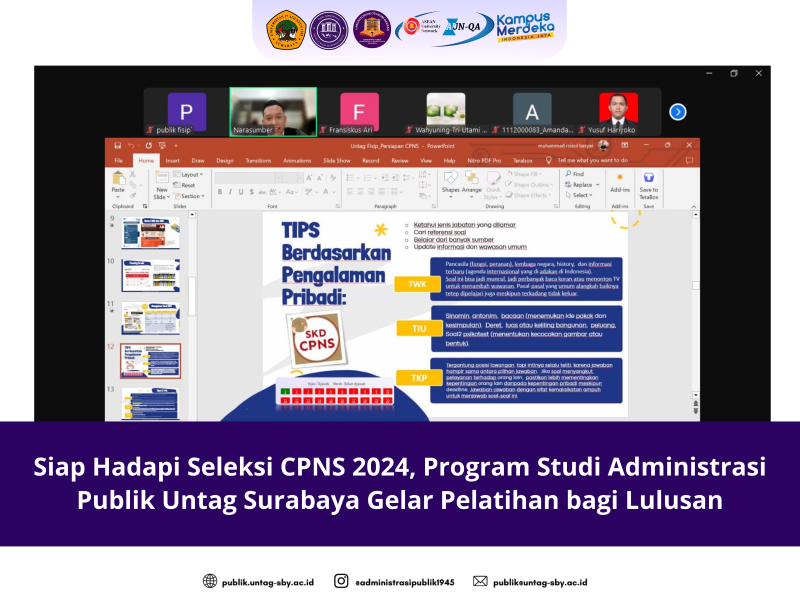 Siap Hadapi Seleksi CPNS 2024, Program Studi Administrasi Publik Untag Surabaya Gelar Pelatihan bagi Lulusan