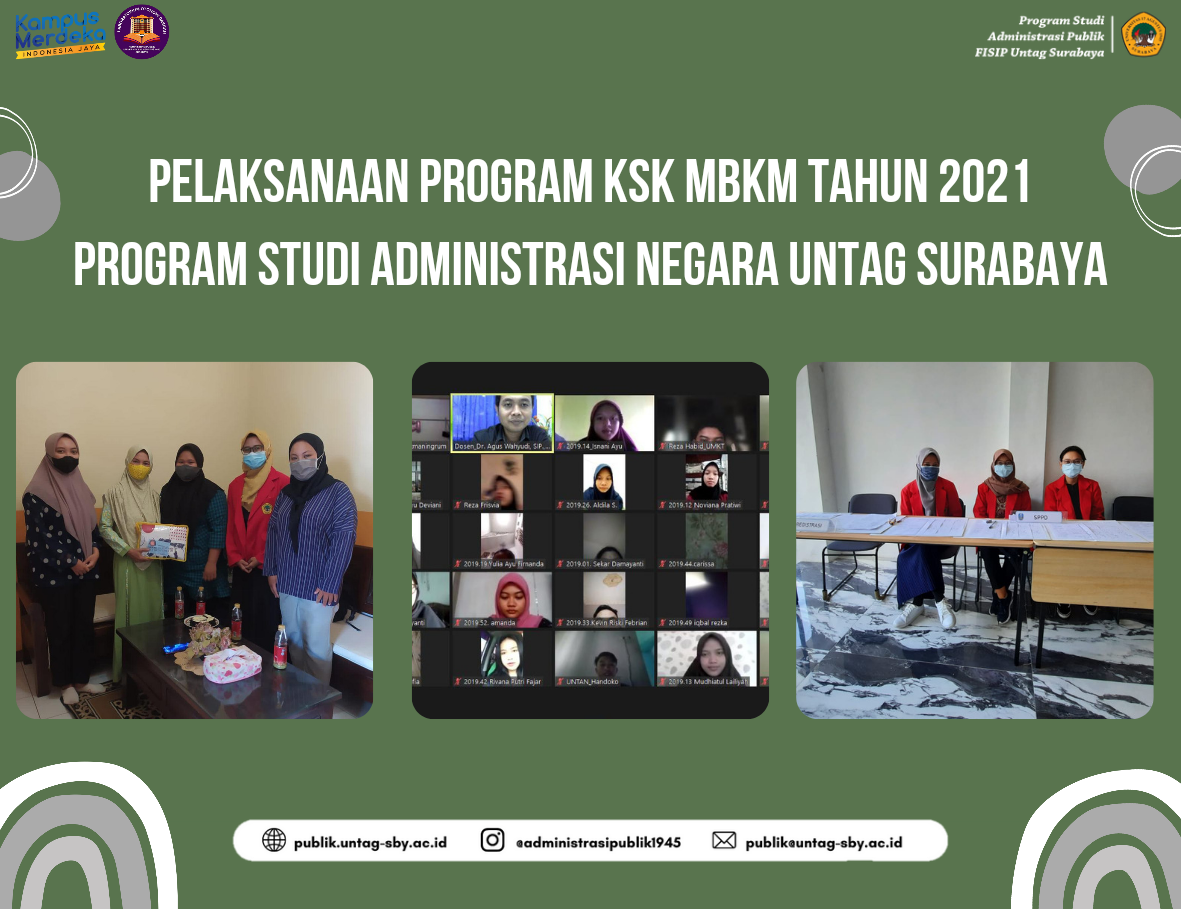 PELAKSANAAN PROGRAM KSK MBKM TAHUN 2021 PROGRAM STUDI ADMINISTRASI NEGARA UNTAG SURABAYA