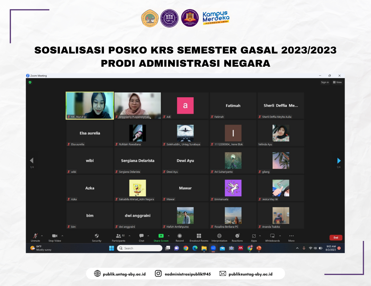 SOSIALISASI POSKO KRS SEMESTER GASAL 2023/2023 PRODI ADMINISTRASI NEGARA