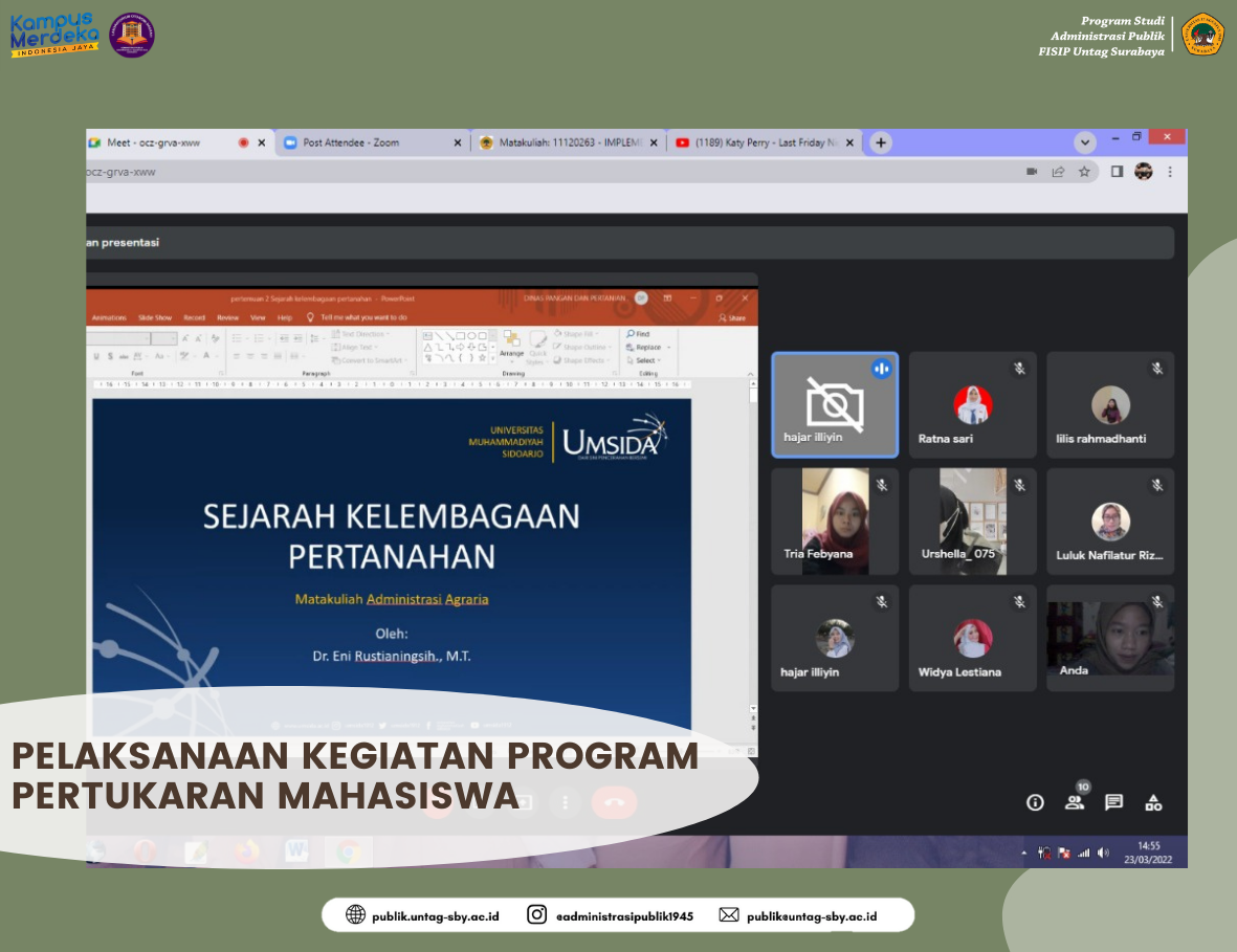 PELAKSANAAN KEGIATAN PROGRAM PERTUKARAN MAHASISWA 