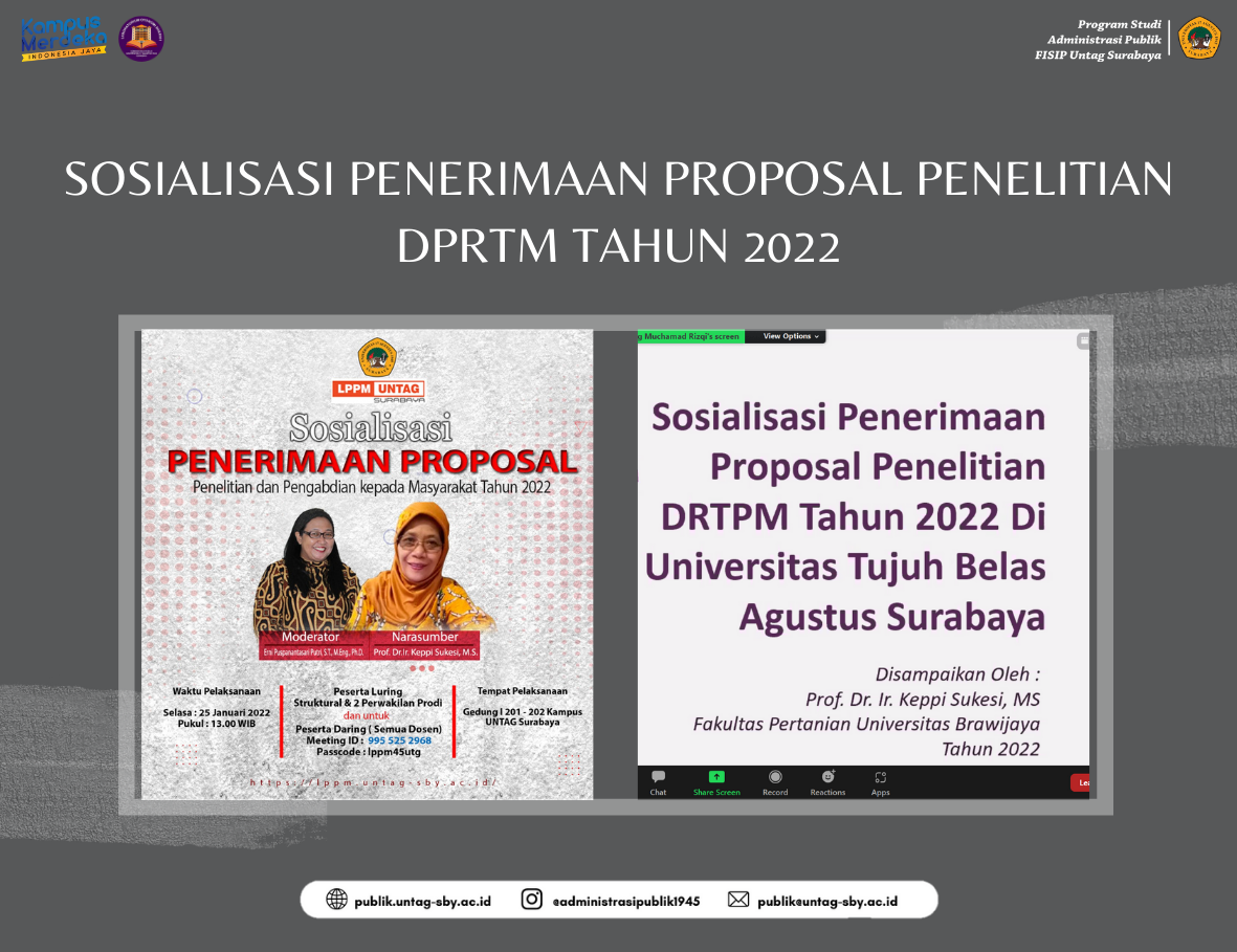 SOSIALISASI PENERIMAAN PROPOSAL PENELITIAN DPRTM TAHUN 2022