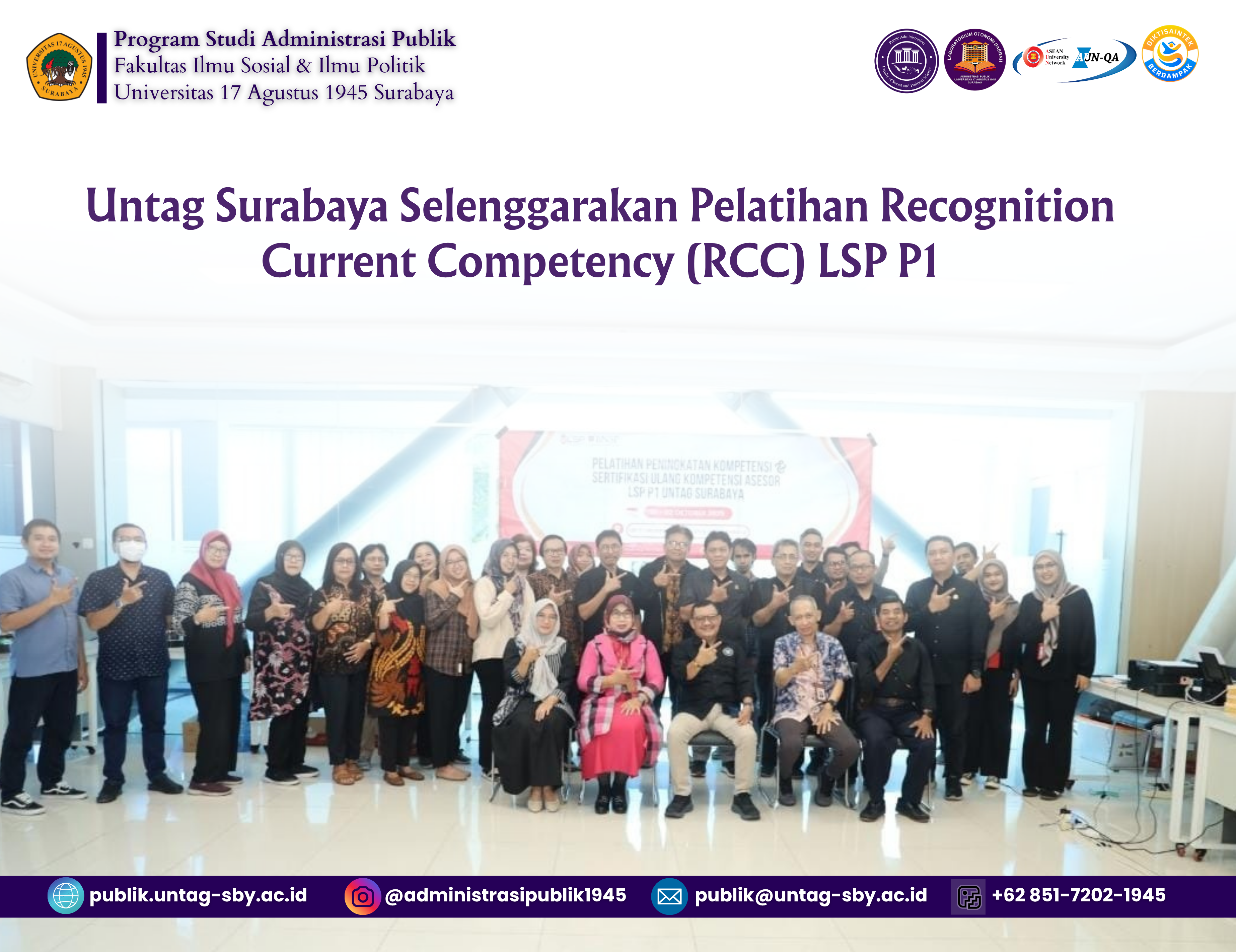 Untag Surabaya Selenggarakan Pelatihan Recognition Current Competency (RCC) LSP P1