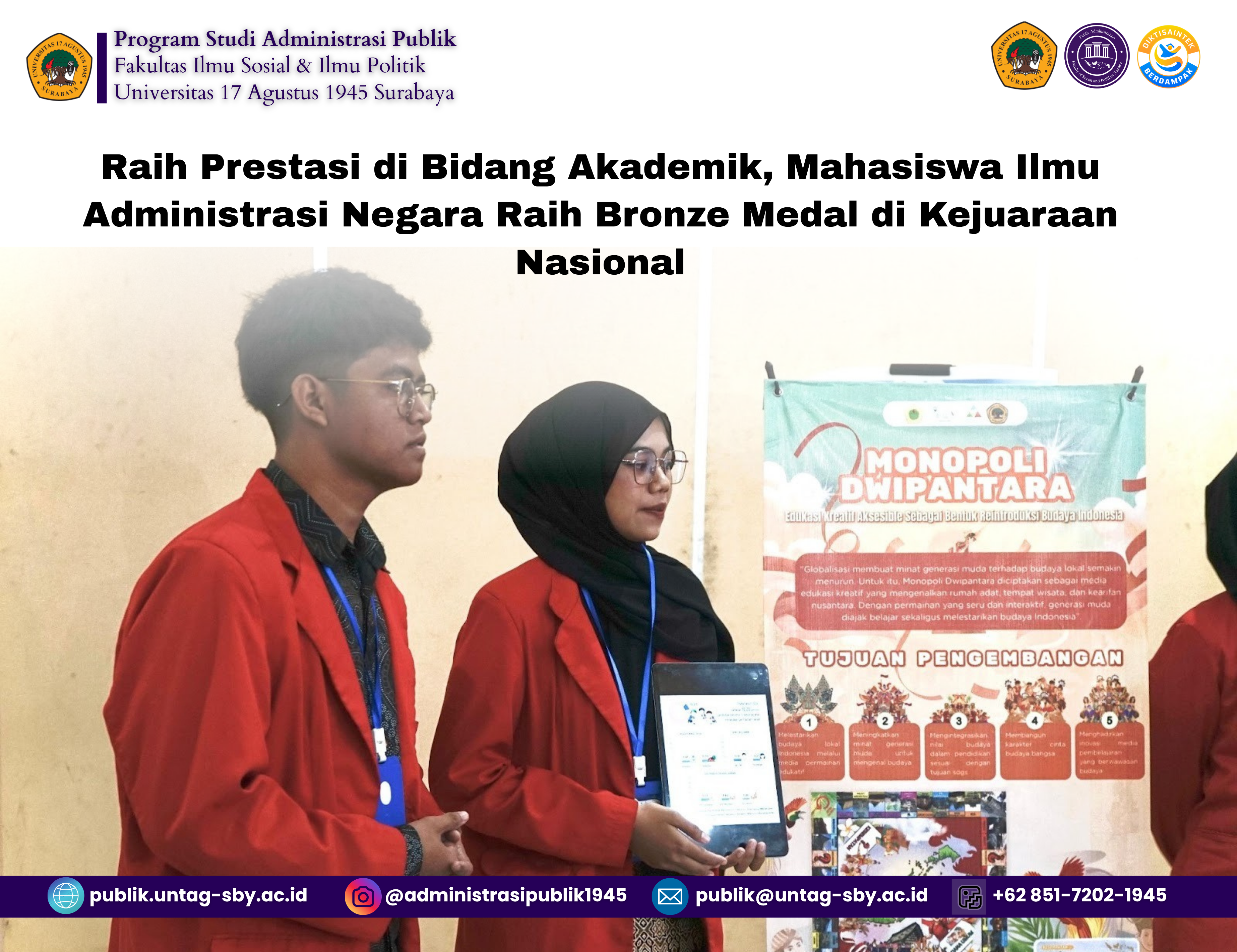 Raih Prestasi di Bidang Akademik, Mahasiswa Ilmu Administrasi Negara Raih Bronze Medal di Kejuaraan Nasional 