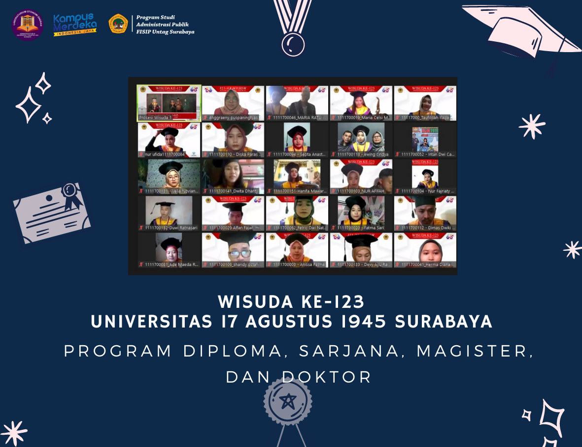 WISUDA KE-123 PROGRAM DIPLOMA, SARJANA, MAGISTER DAN DOKTOR UNIVERSITAS 17 AGUSTUS 1945 SURABAYA