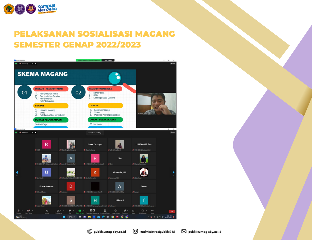 PELAKSANAN SOSIALISASI MAGANG SEMESTER GENAP 2022/2023