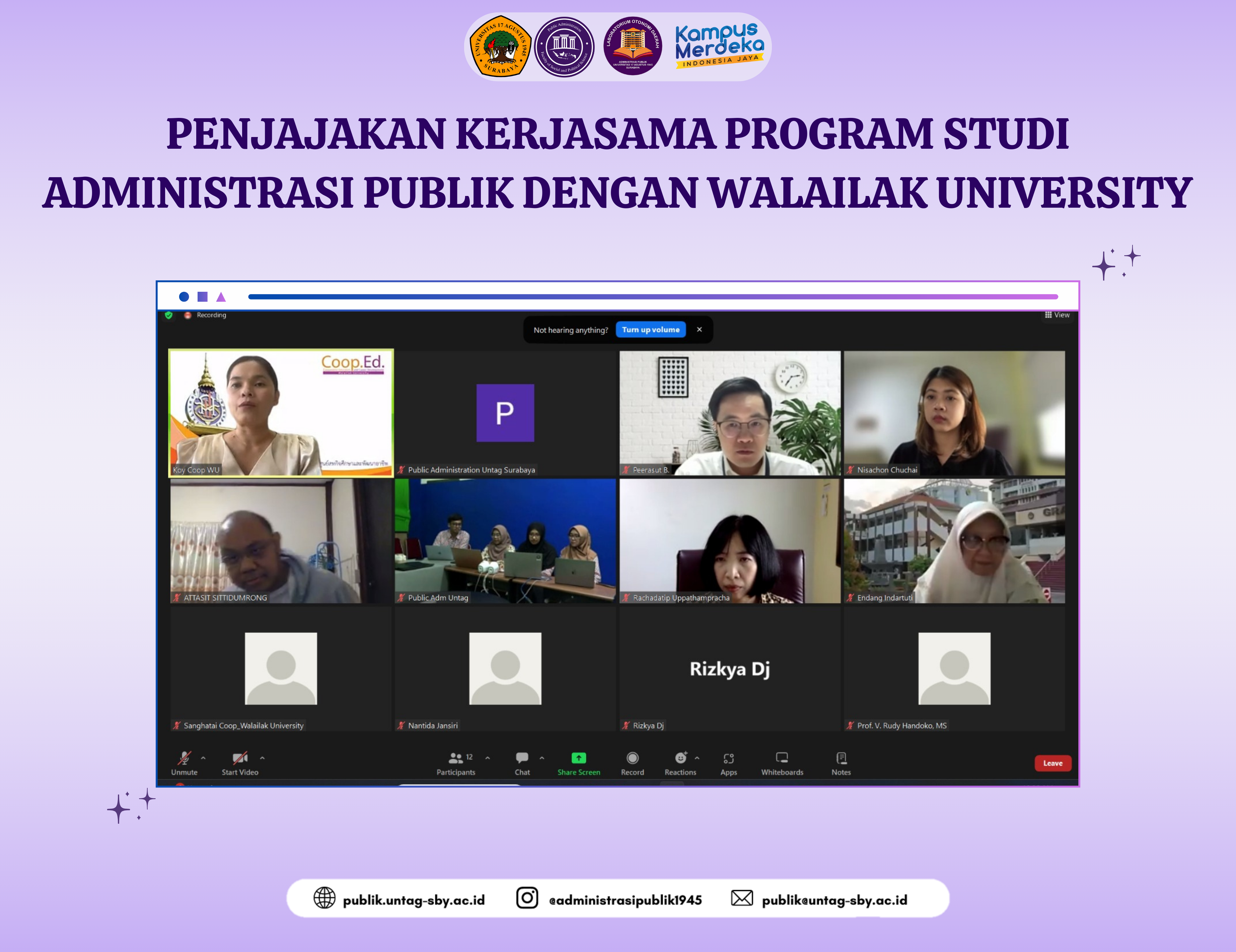 PENJAJAKAN KERJASAMA PROGRAM STUDI ADMINISTRASI PUBLIK DENGAN WALAILAK UNIVERSITY