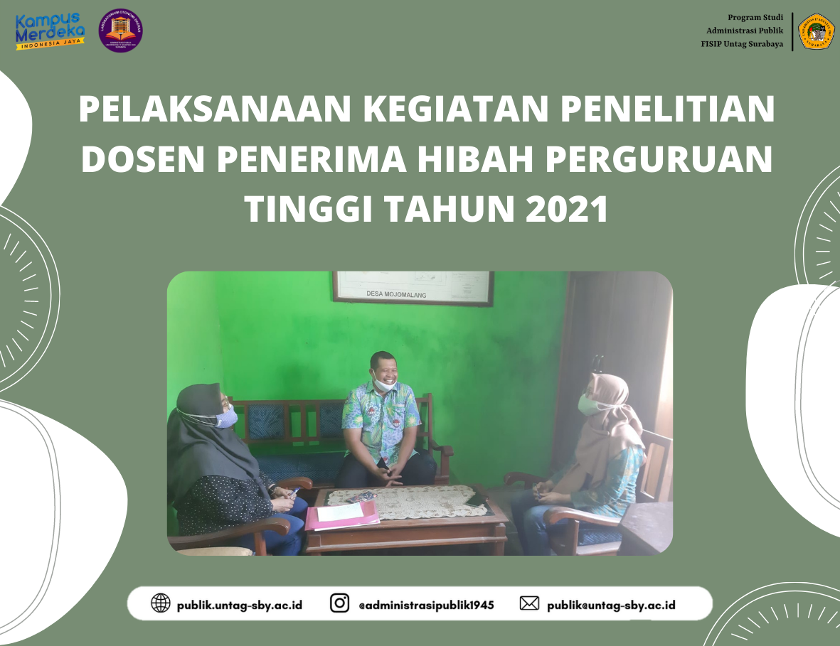 PELAKSANAAN KEGIATAN PENELITIAN DOSEN PENERIMA HIBAH PERGURUAN TINGGI TAHUN 2021