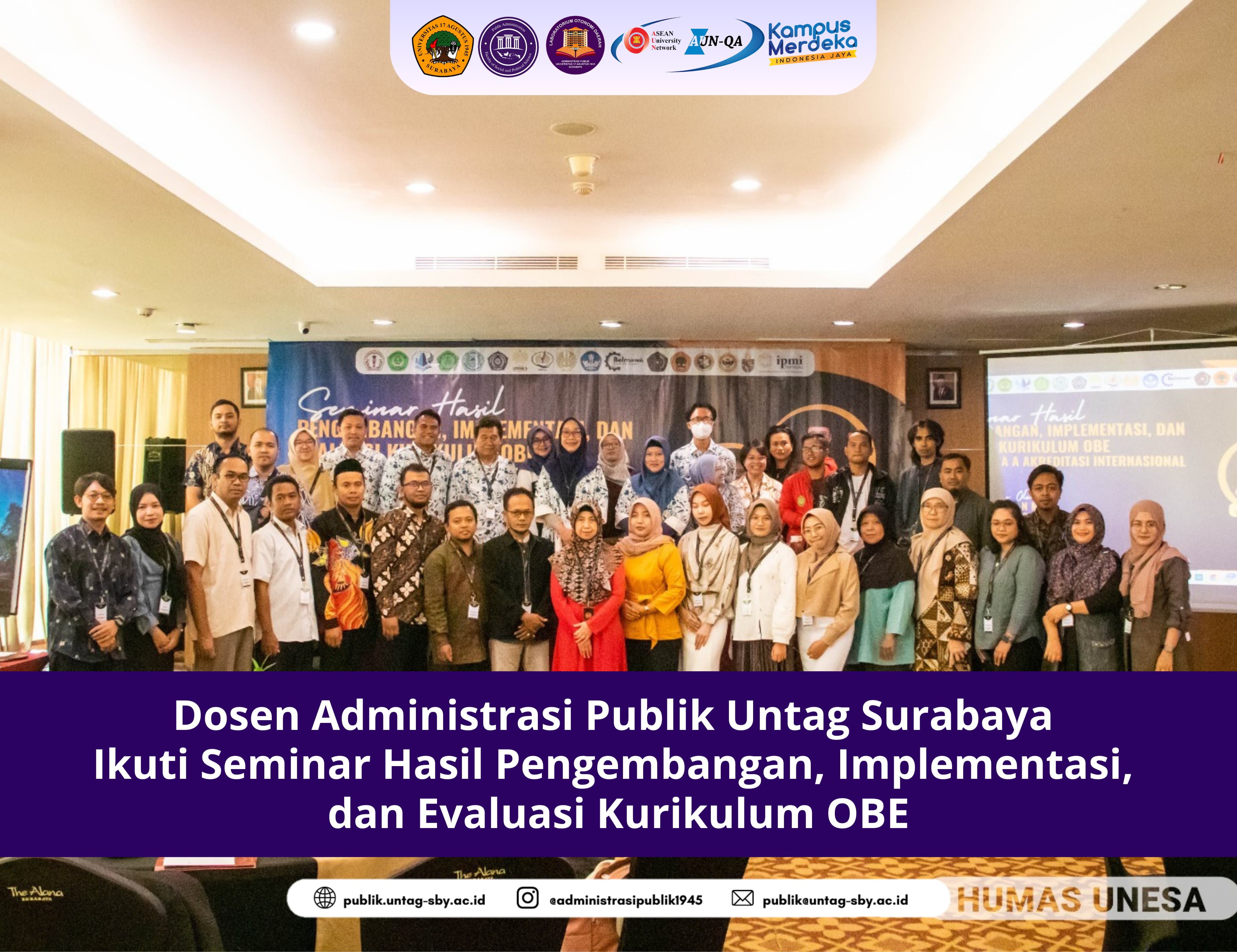 Menuju Akreditasi Internasional, Dosen Administrasi Publik Untag Surabaya Mengikuti Seminar Kurikulum Outcome Based Education (OBE)