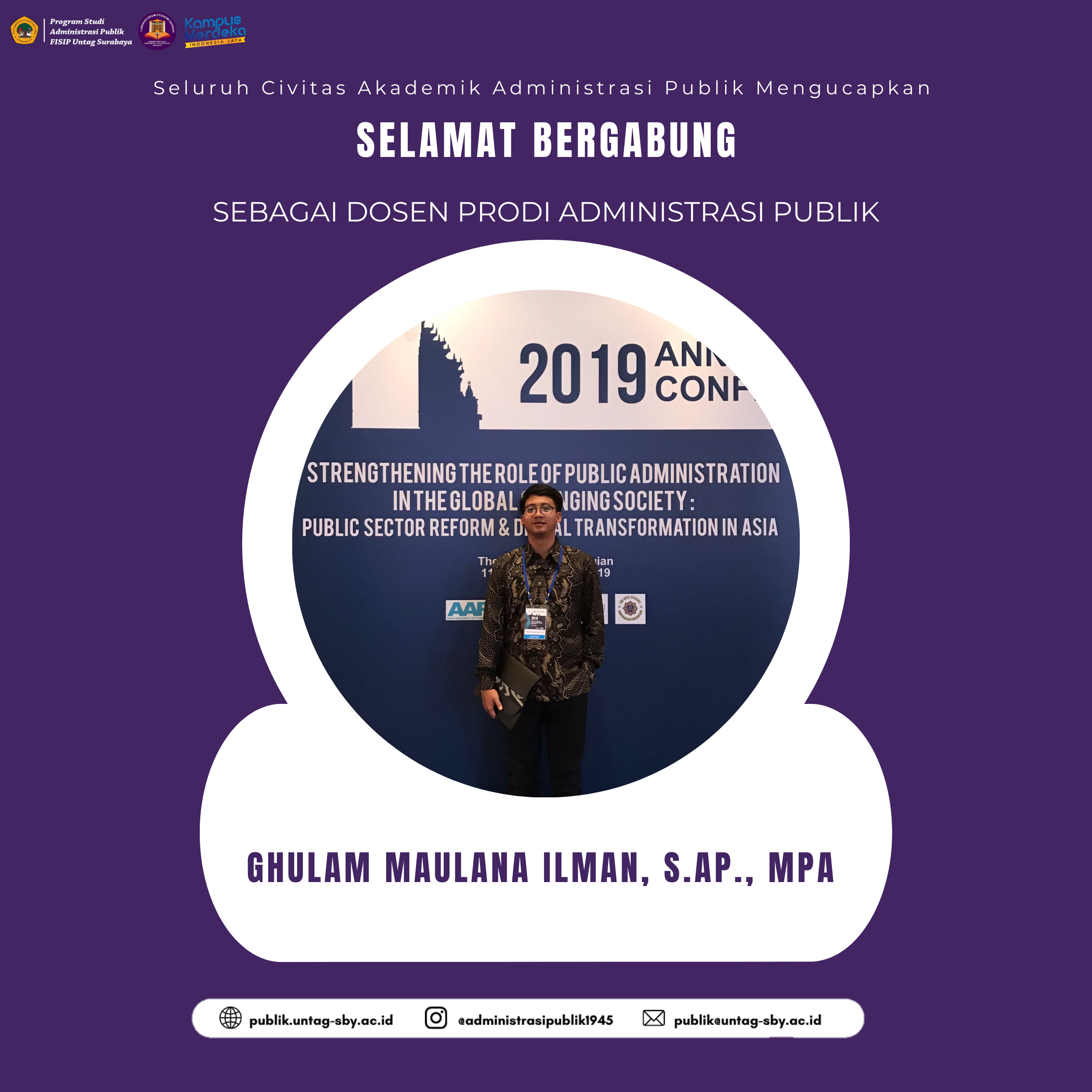 Selamat Bergabung Bapak Ghulam Maulana Ilman S.AP., MPA