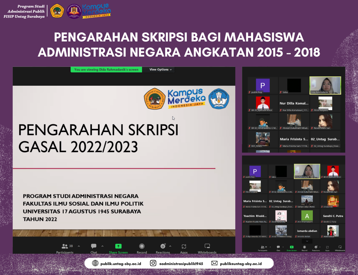 PENGARAHAN SKRIPSI BAGI MAHASISWA ADMINISTRASI NEGARA ANGKATAN 2015 sampai 2018