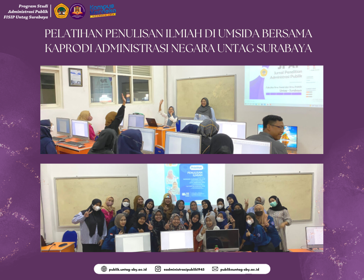  PELATIHAN PENULISAN DI UMSIDA BERSAMA KAPRODI ADMINISTRASI NEGARA UNTAG SURABAYA