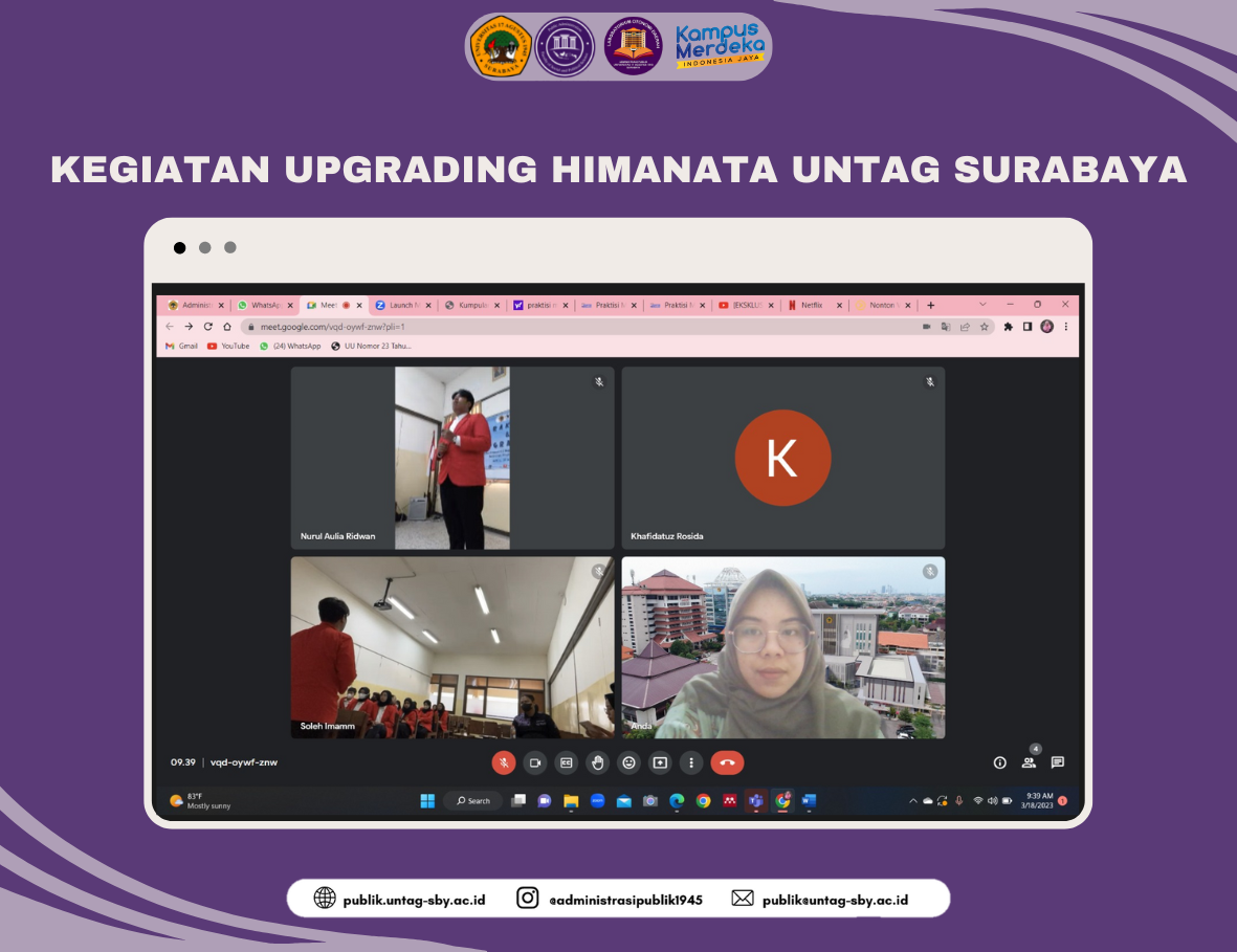 KEGIATAN UPGRADING HIMPUNAN MAHASISWA PRODI ADMINISTRASI NEGARA UNTAG SURABAYA