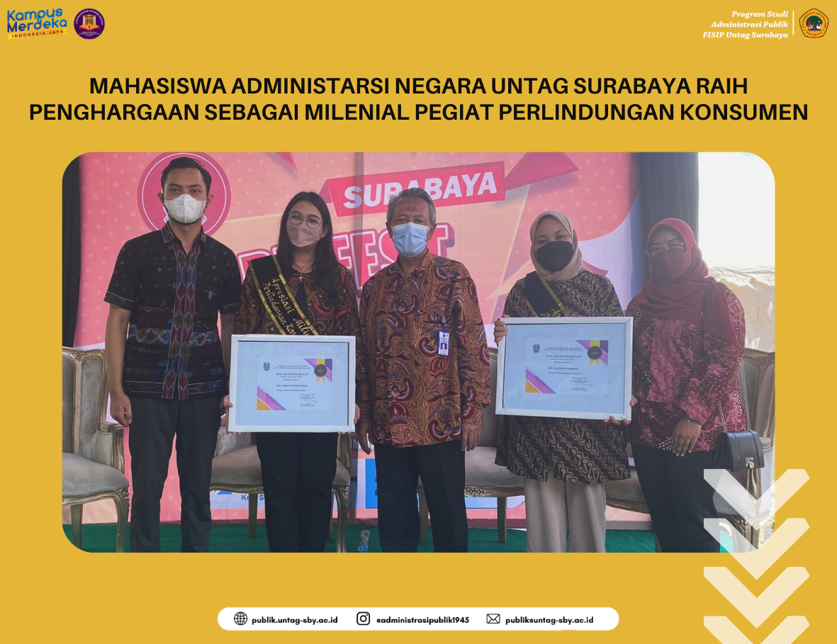 MAHASISWA ADMINISTRASI NEGARA UNTAG SURABAYA RAIH PENGHARGAAN MILENIAL PEGIAT PERLINDUNGAN KONSUMEN