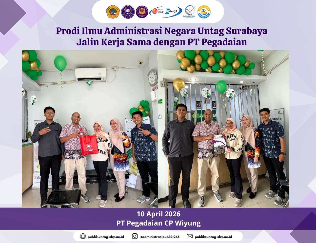 Perkuat Sinergi Akademik dan Industri, Prodi Administrasi Negara Untag Surabaya Resmi Kerja Sama PT Pegadaian CP Wiyung