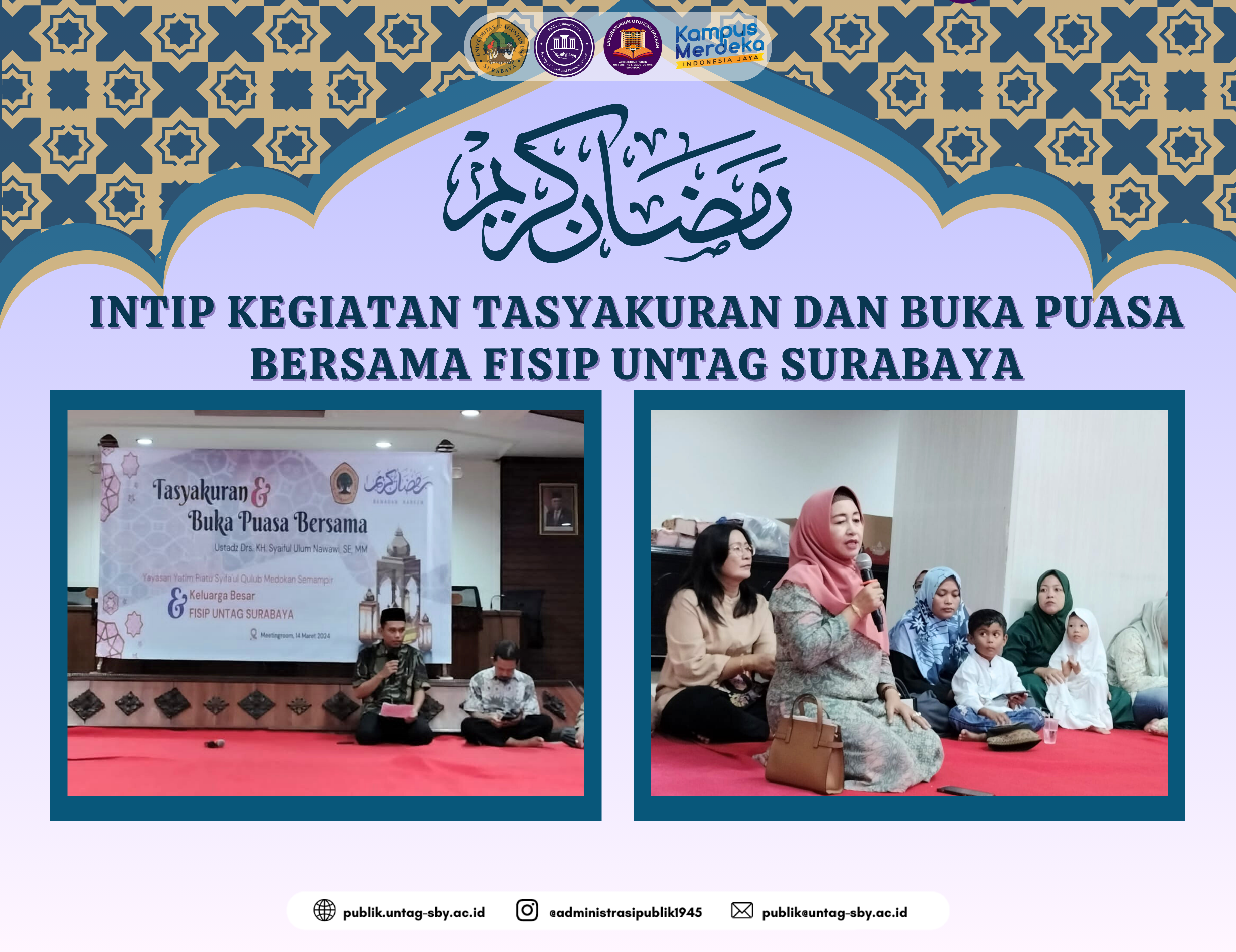 Intip Kegiatan Tasyakuran dan Buka Puasa Bersama FISIP UNTAG Surabaya