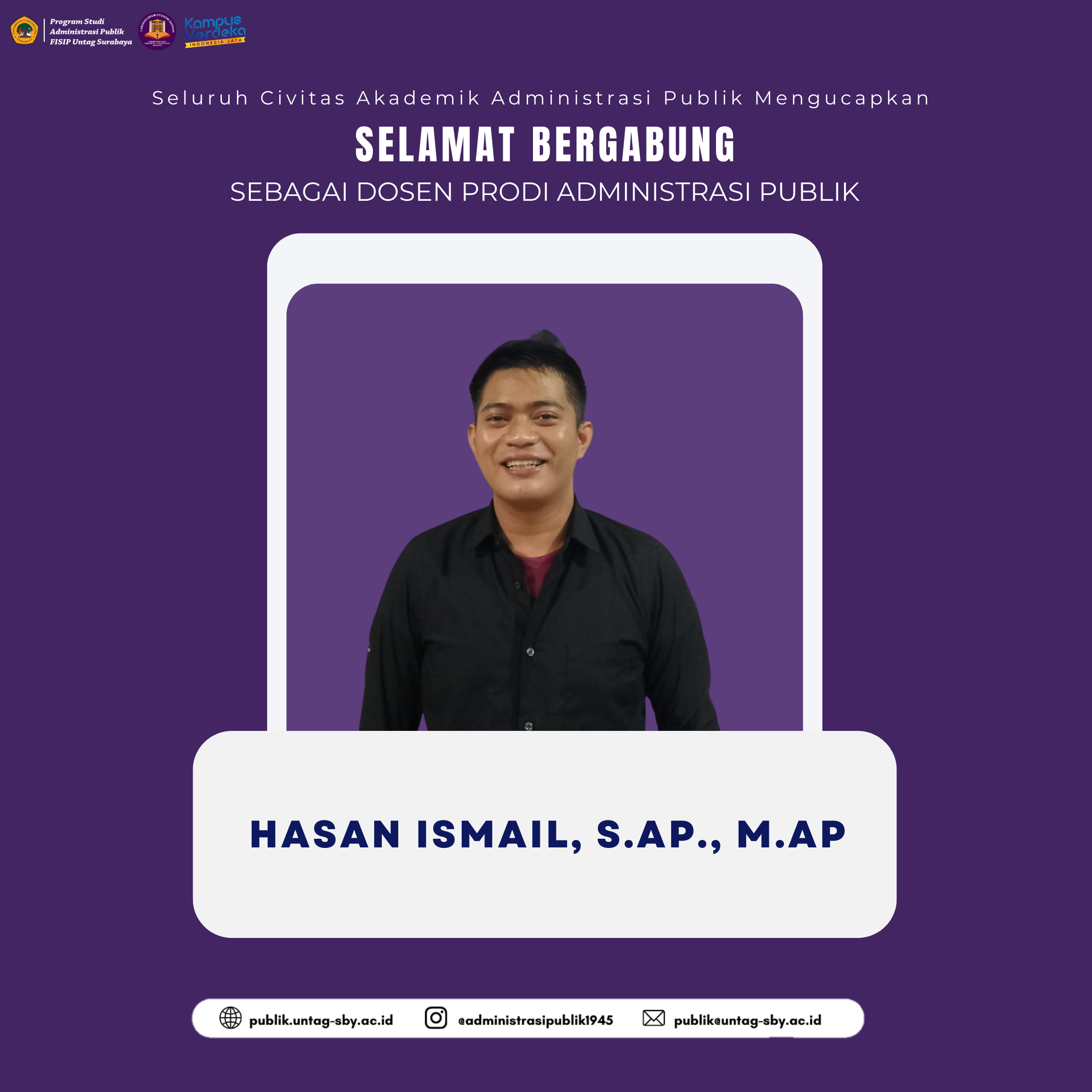 Selamat bergabung Bapak Hasan Ismail, S.AP, M.AP