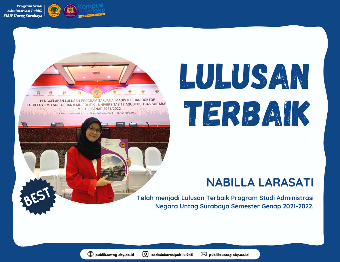 INTIP KESAN NABILLA LARASATI DALAM RAIH PENGHARGAAN LULUSAN TERBAIK SARJANA ADMINISTRASI PUBLIK