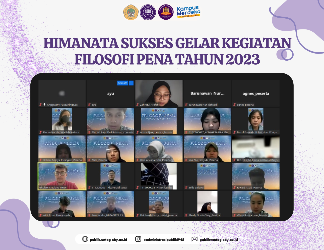 HIMPUNAN MAHASISWA ADMINISTRASI NEGARA SUKSES GELAR KEGIATAN FILOSOFI PENA TAHUN 2023