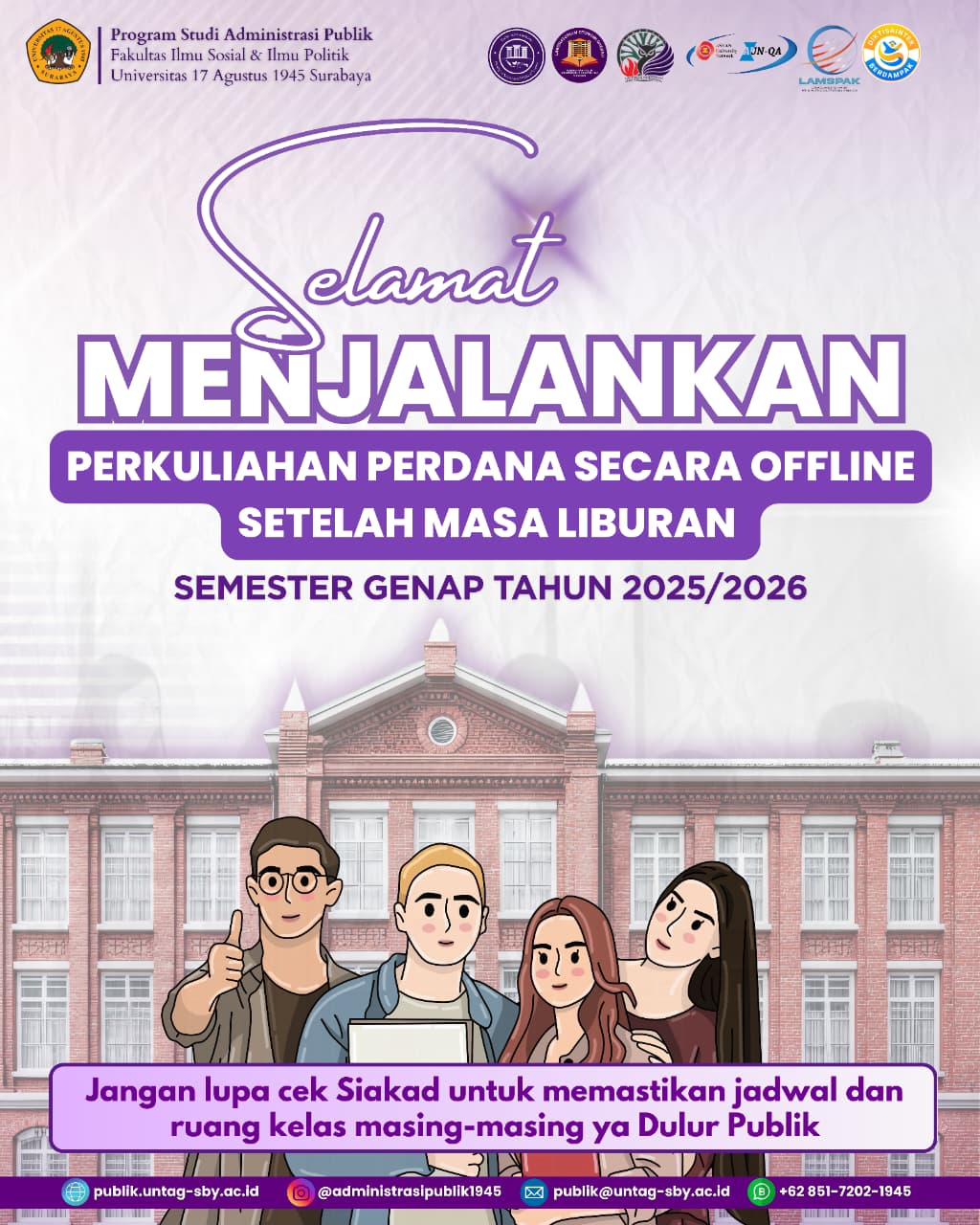 Kembali ke Kampus! Prodi Administrasi Publik Untag Surabaya Sambut Perkuliahan Tatap Muka Semester Genap