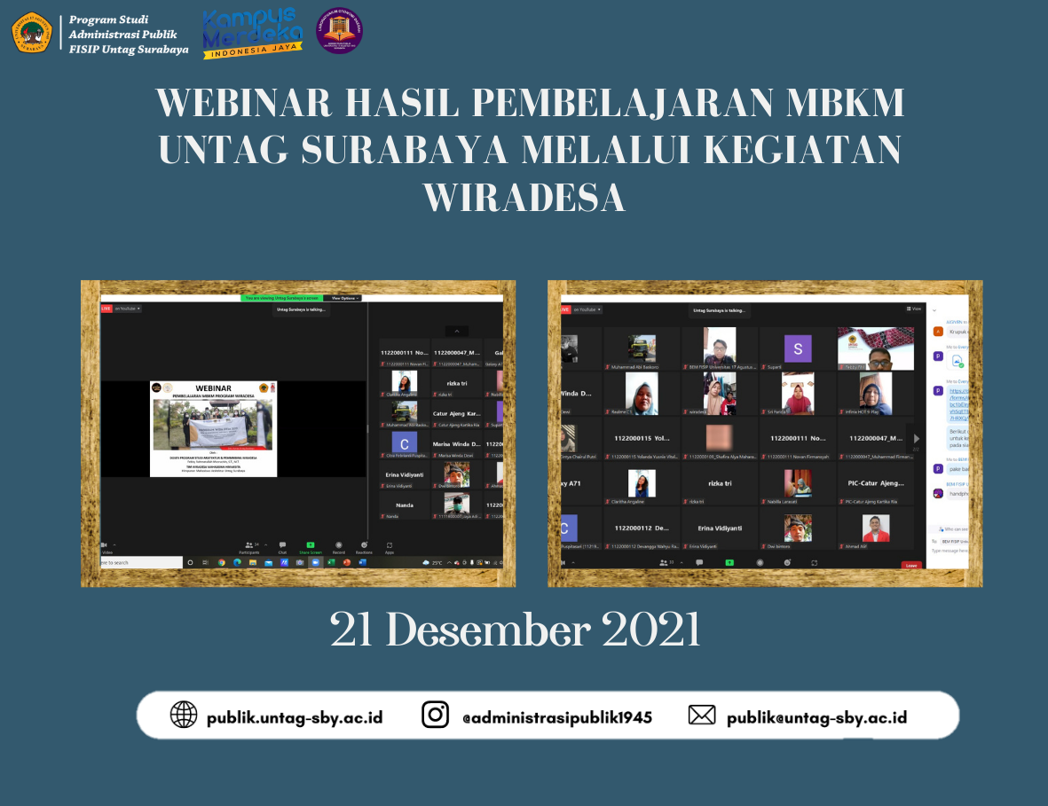 WEBINAR HASIL PEMBELAJARAN MBKM UNTAG SURABAYA MELALUI KEGIATAN WIRADESA