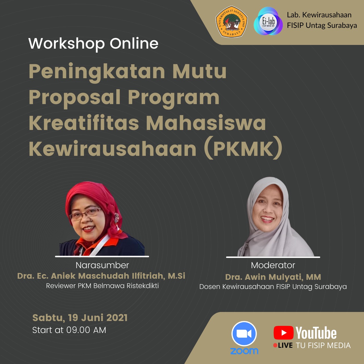 WORKSHOP ONLINE PENINGKATAN MUTU PROGRAM KREATIFITAS MAHASISWA KEWIRAUSAHAAN (PKM-K)