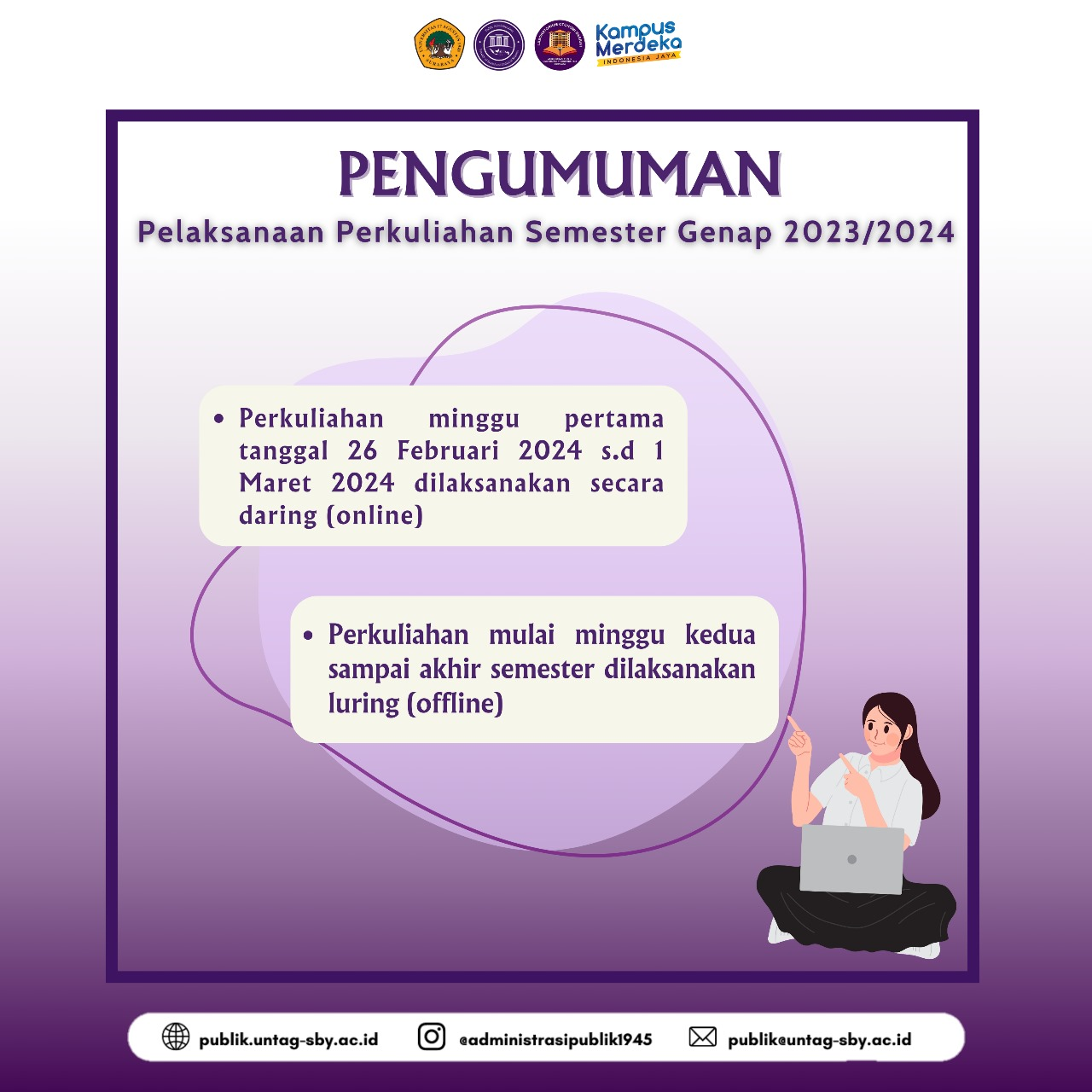 Pengumuman perkuliahan semester genap 2023/2024