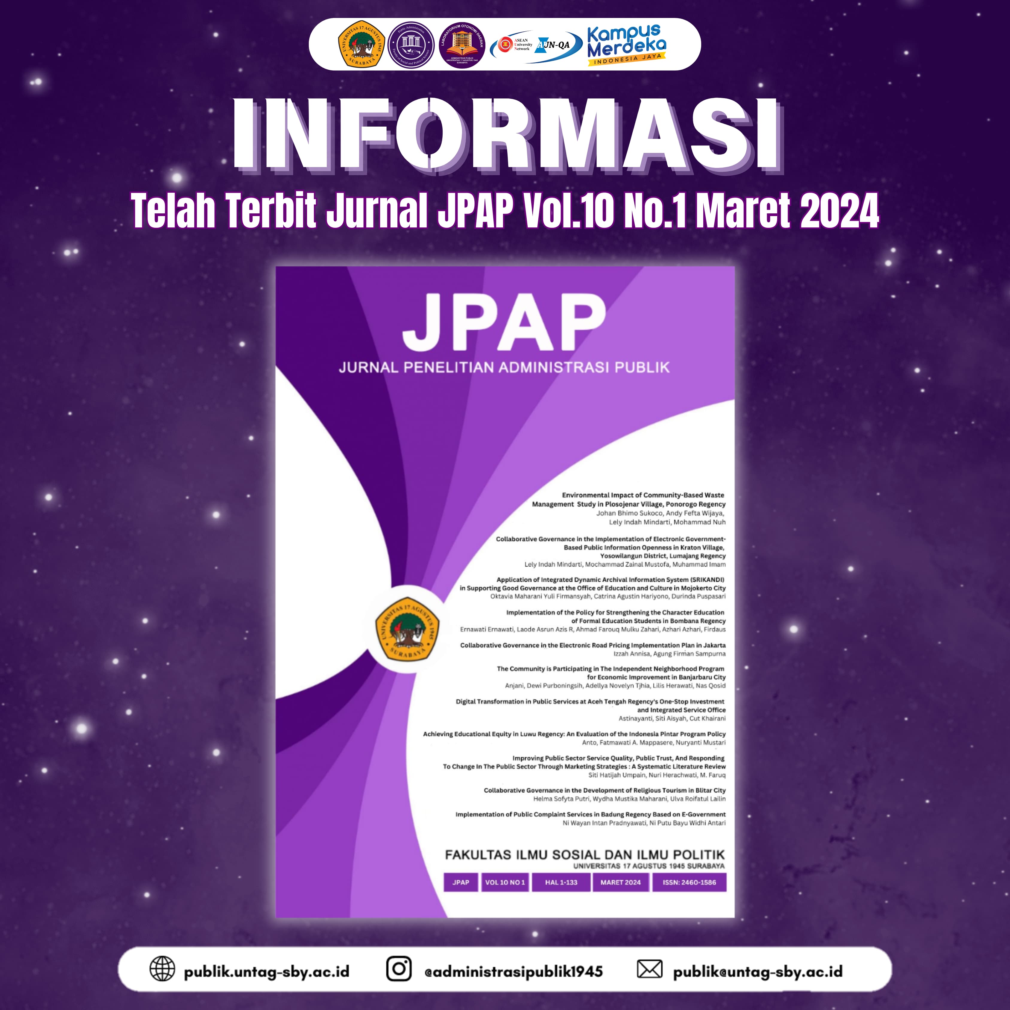 TERBITNYA JURNAL JPAP MARET 2024