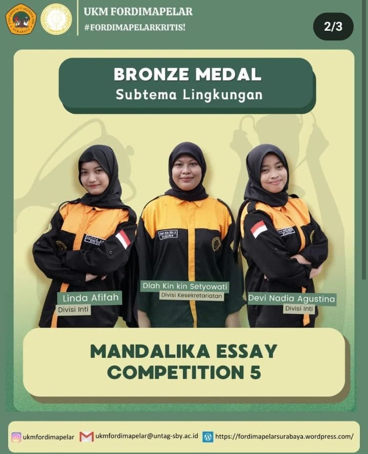 Inovasi “One Pack” Bawa Mahasiswa Untag Sby Raih Bronze Medal di Mandalika Essay Competition 