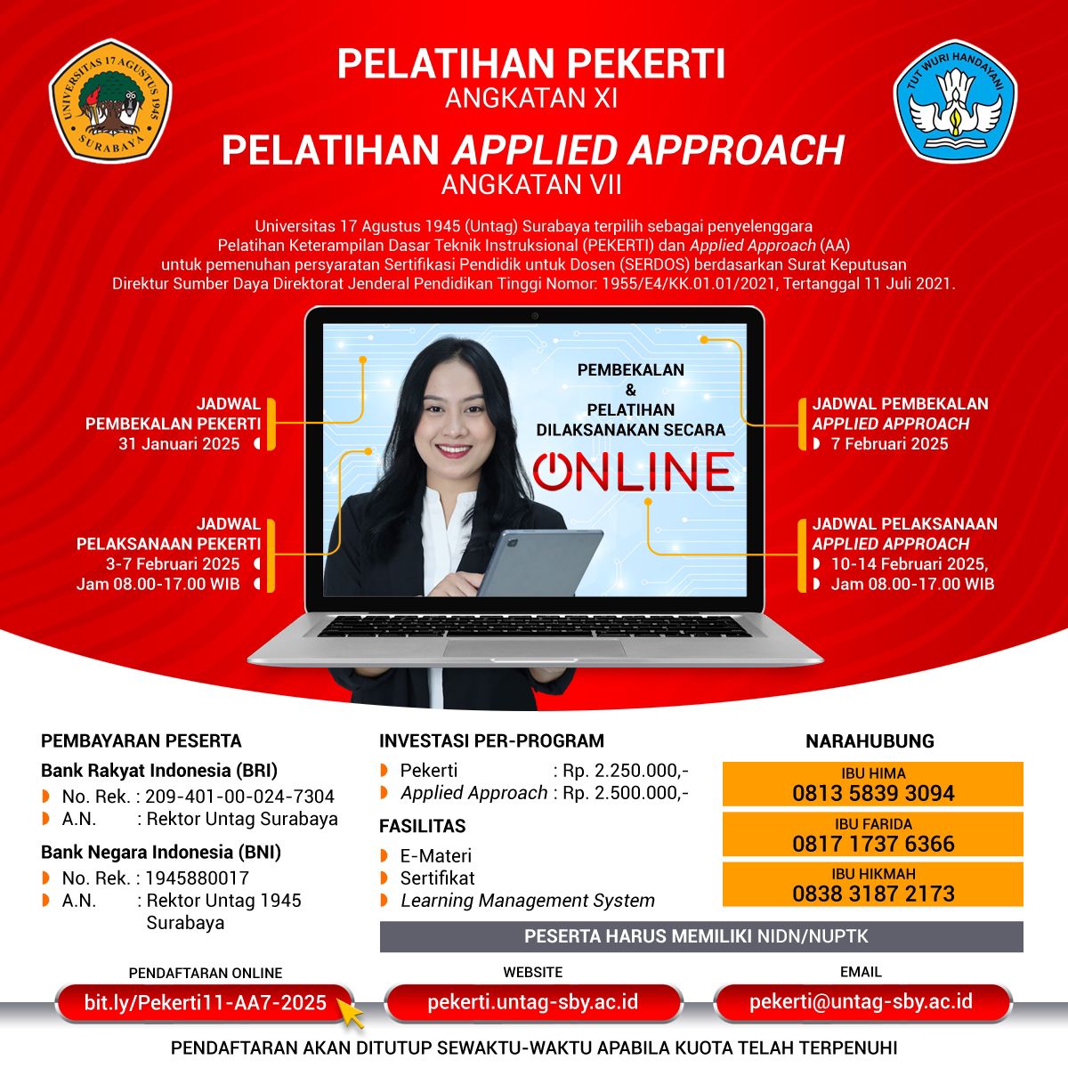 Pendaftaran Pelatihan Pekerti dan AA 