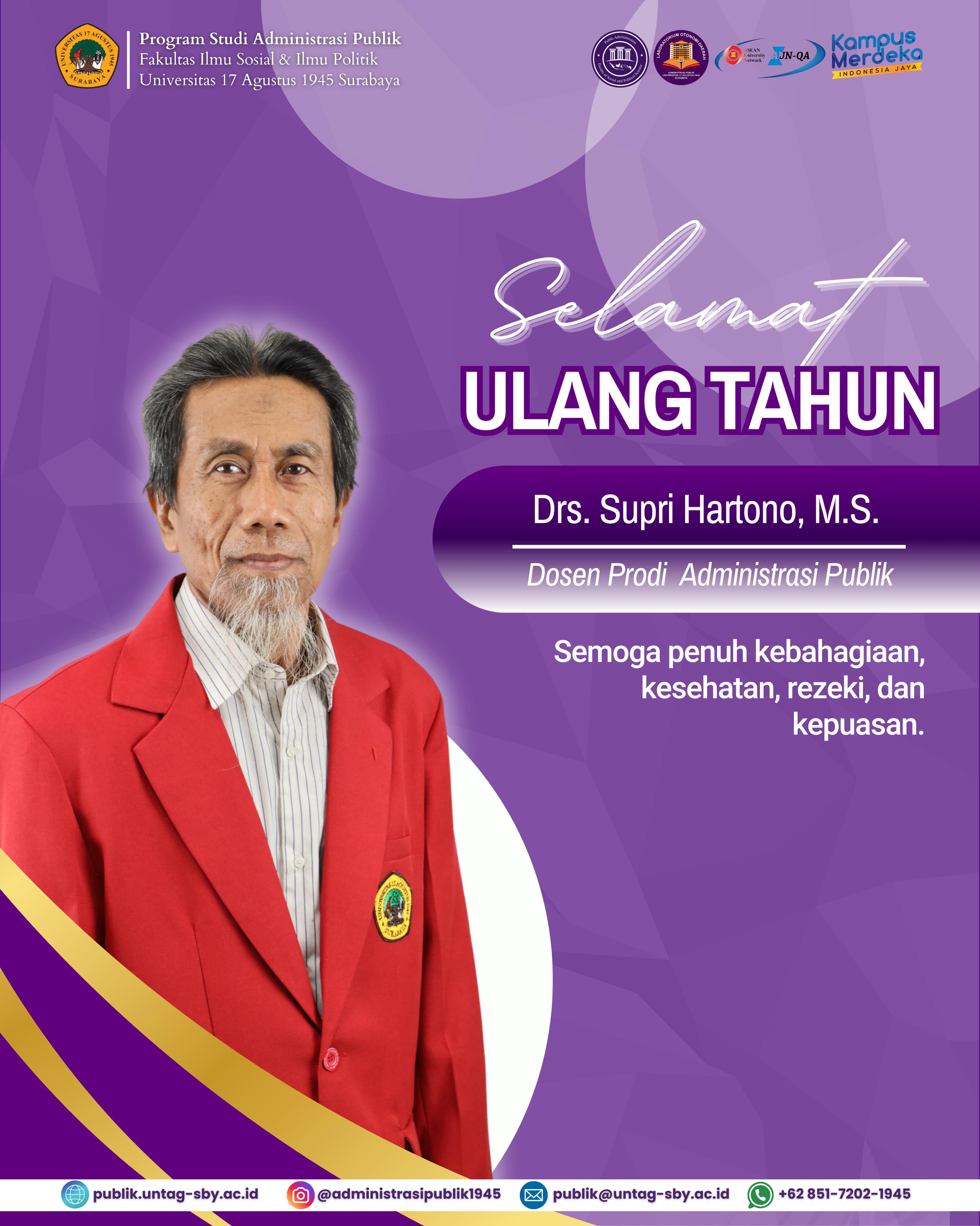 Selamat Ulang Tahun Drs. Supri Hartono, M.Si