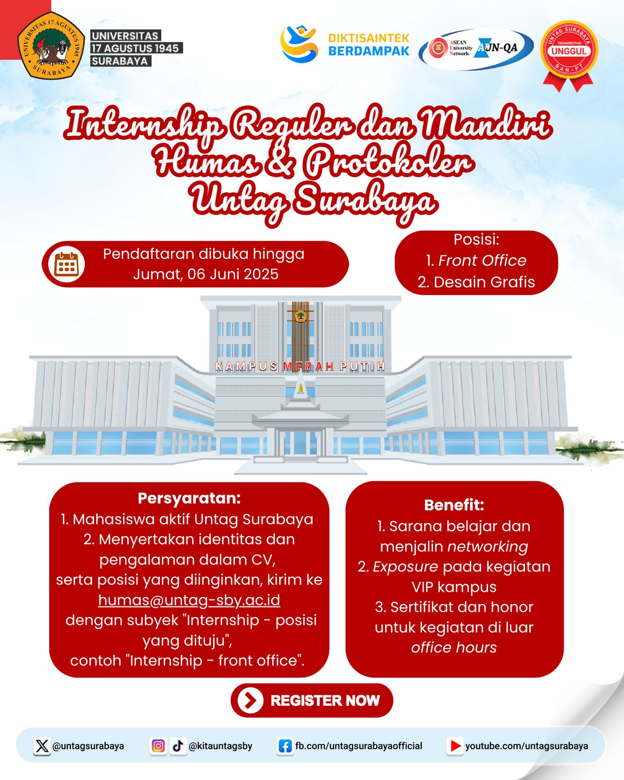 Humas Untag Surabaya Membuka Magang Mandiri dan Reguler