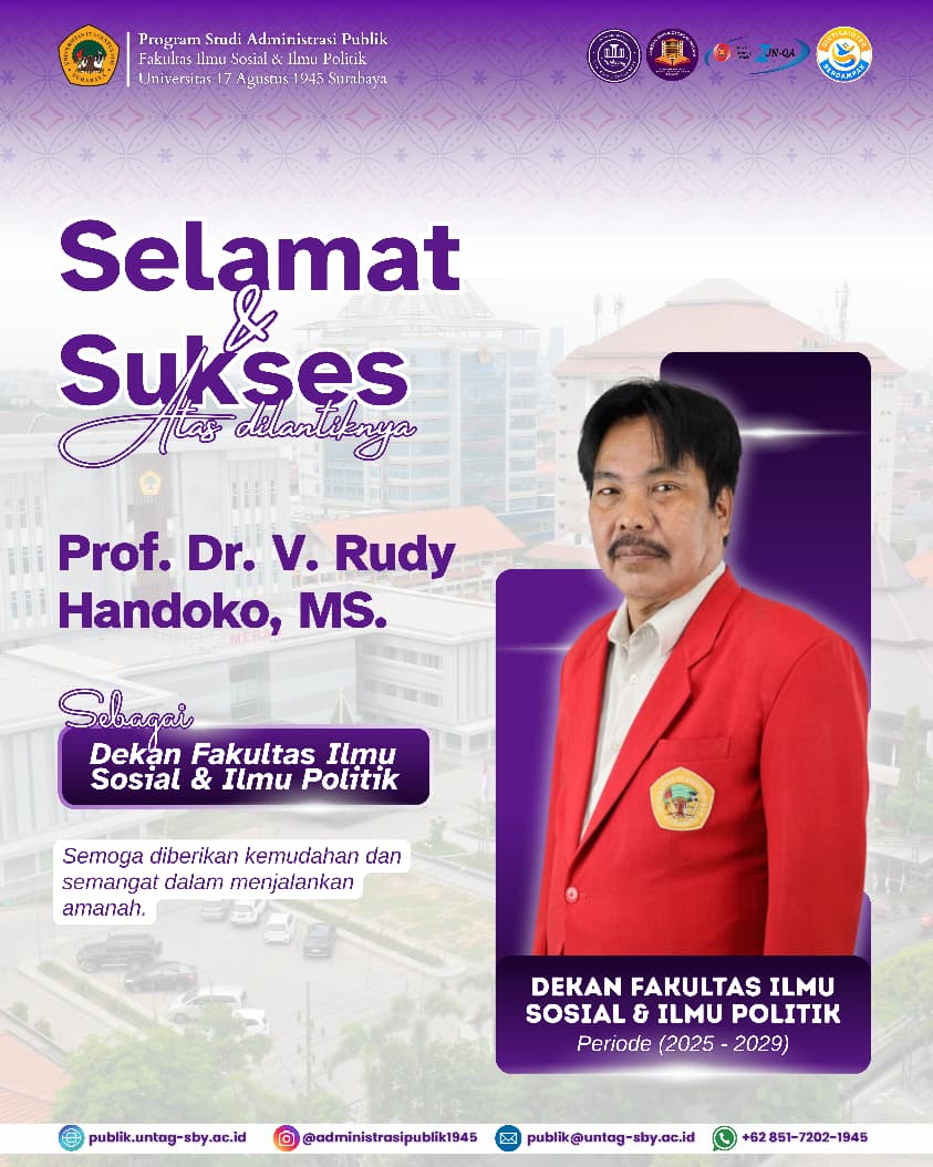 Selamat Atas Terpilihnya Dekan FISIP Untag Surabaya Periode 2025-2029
