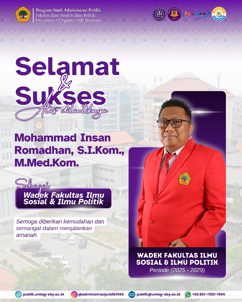 Selamat Atas Terpilihnya Wakil Dekan FISIP Untag Surabaya Periode 2025-2029