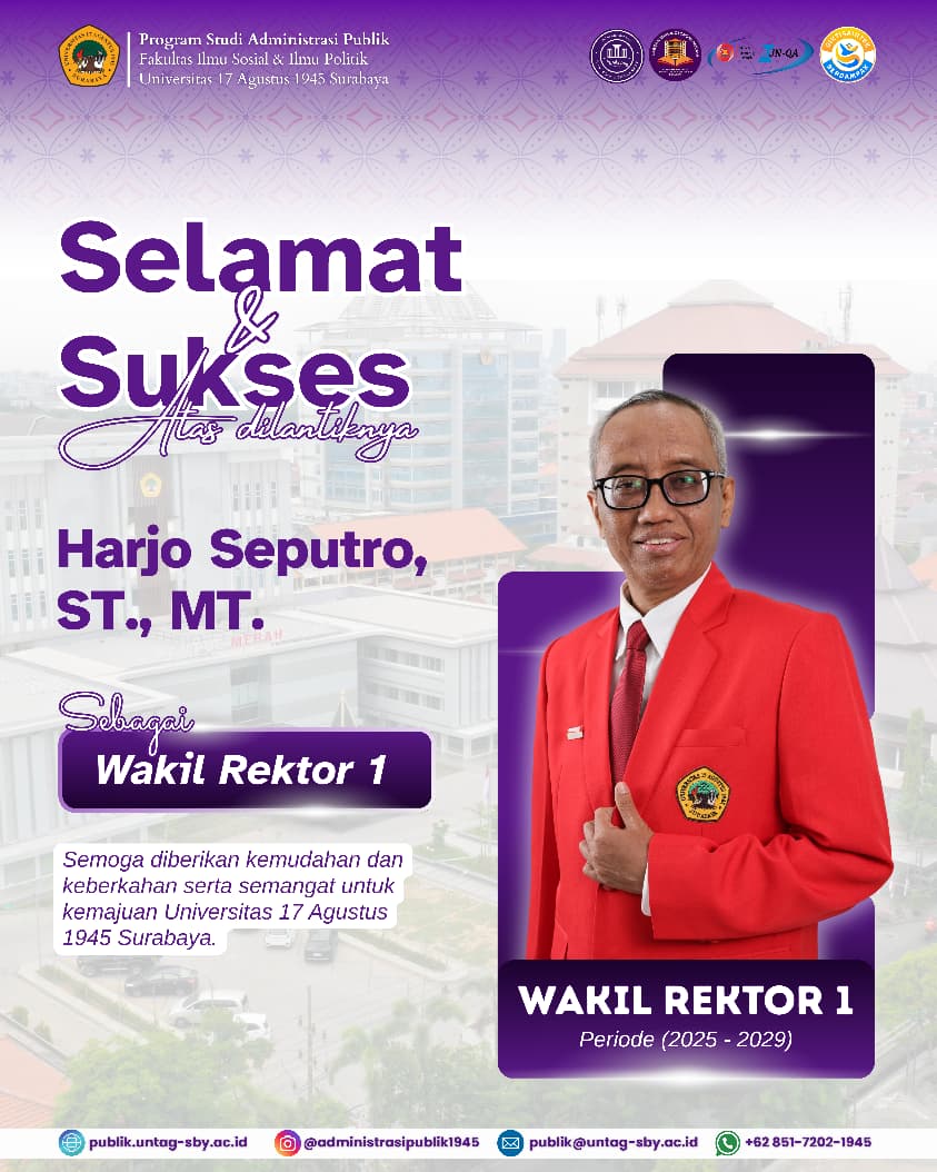 Selamat Atas Terpilihnya Wakil Rektor I Untag Surabaya Periode 2025-2029