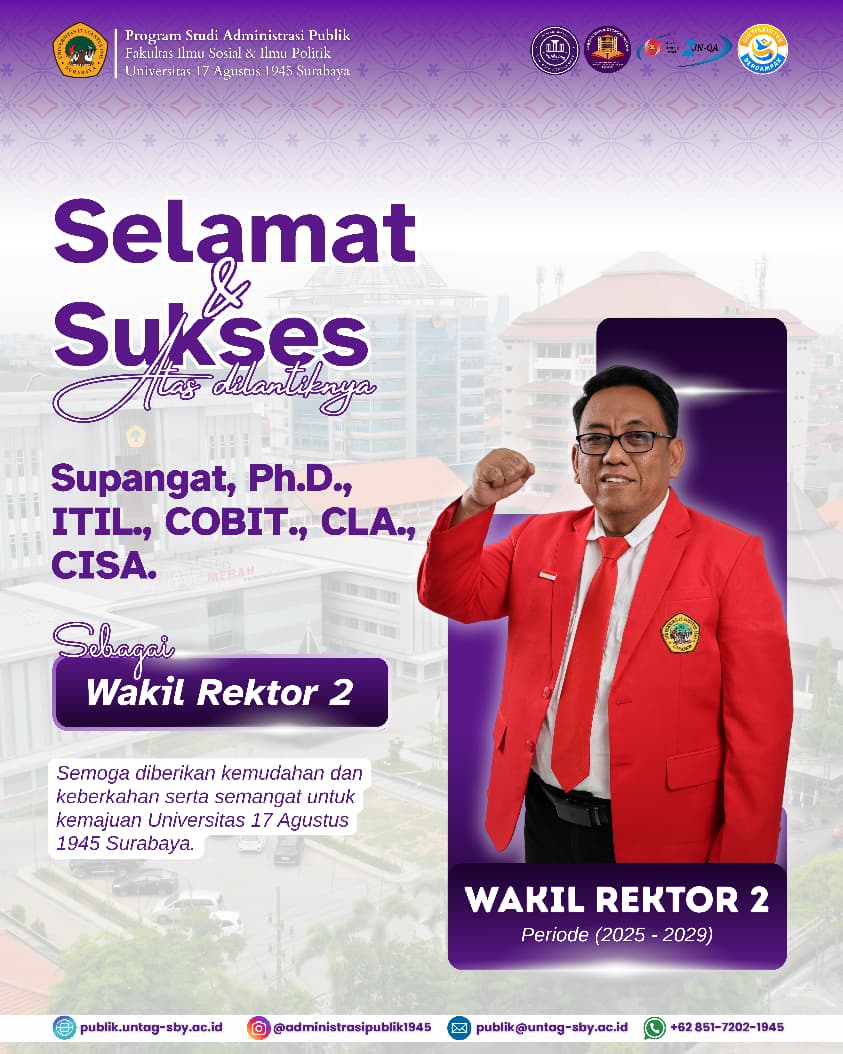 Selamat Atas Terpilihnya Wakil Rektor II Untag Surabaya Periode 2025-2029
