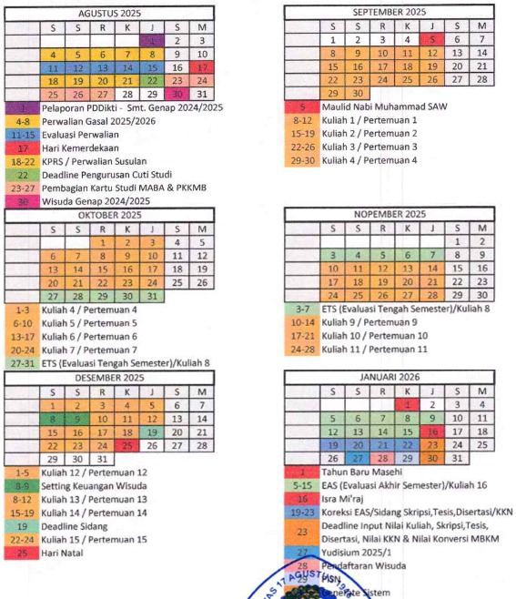 Kalender Akademik Semester Ganjil Tahun 2025/2026