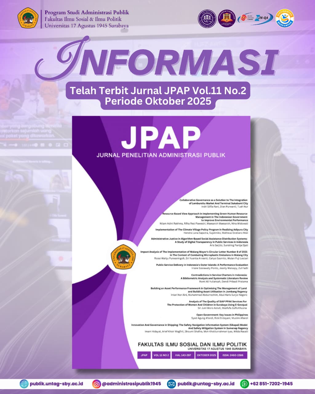 Telah Terbit Jurna JPAP Vol 11 No 2 Edisi Oktober 2025