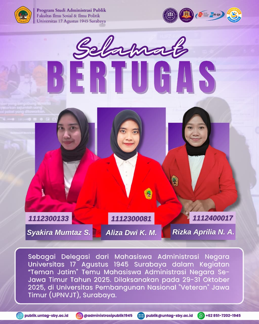 Mahasiswa Administrasi Negara Universitas 17 Agustus 1945 Mengikuti Teman Jawa Timur