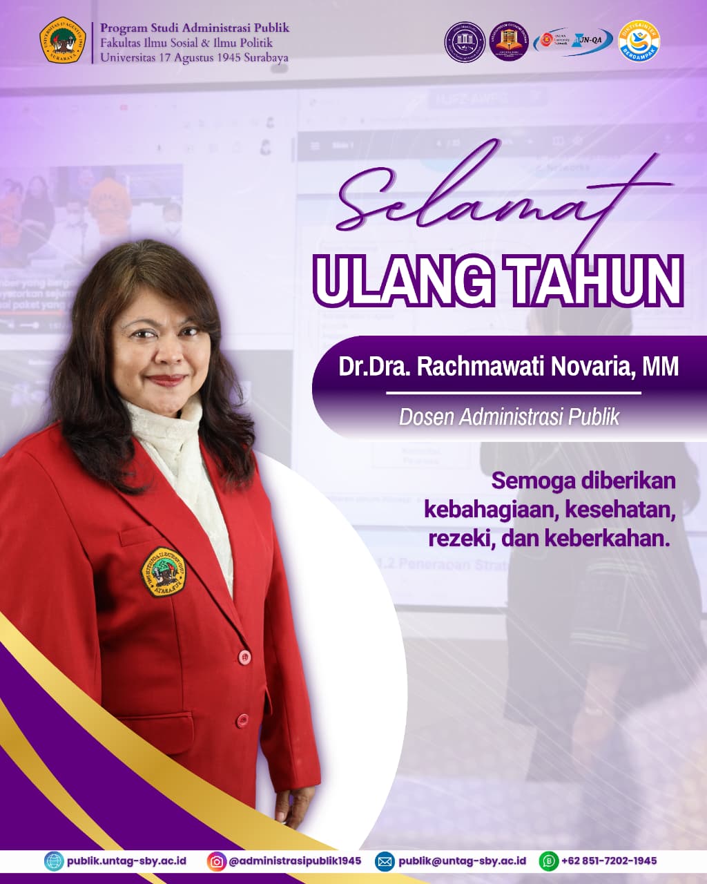 Selamat Ulang Tahun Ibu Dr.Dra. Rachmawati Novaria, MM