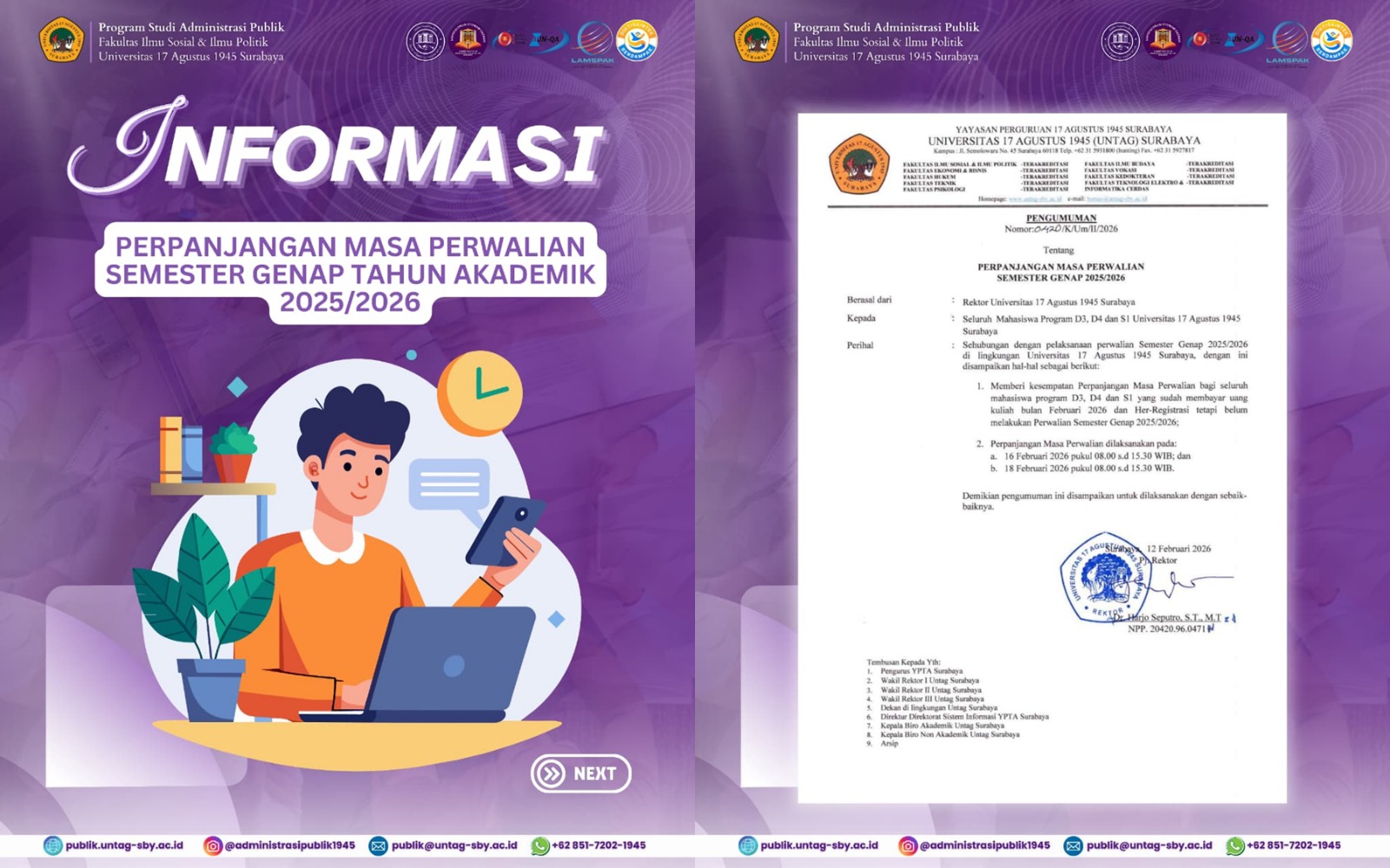 Perpanjangan Masa Perwalian Genap 2025/2026