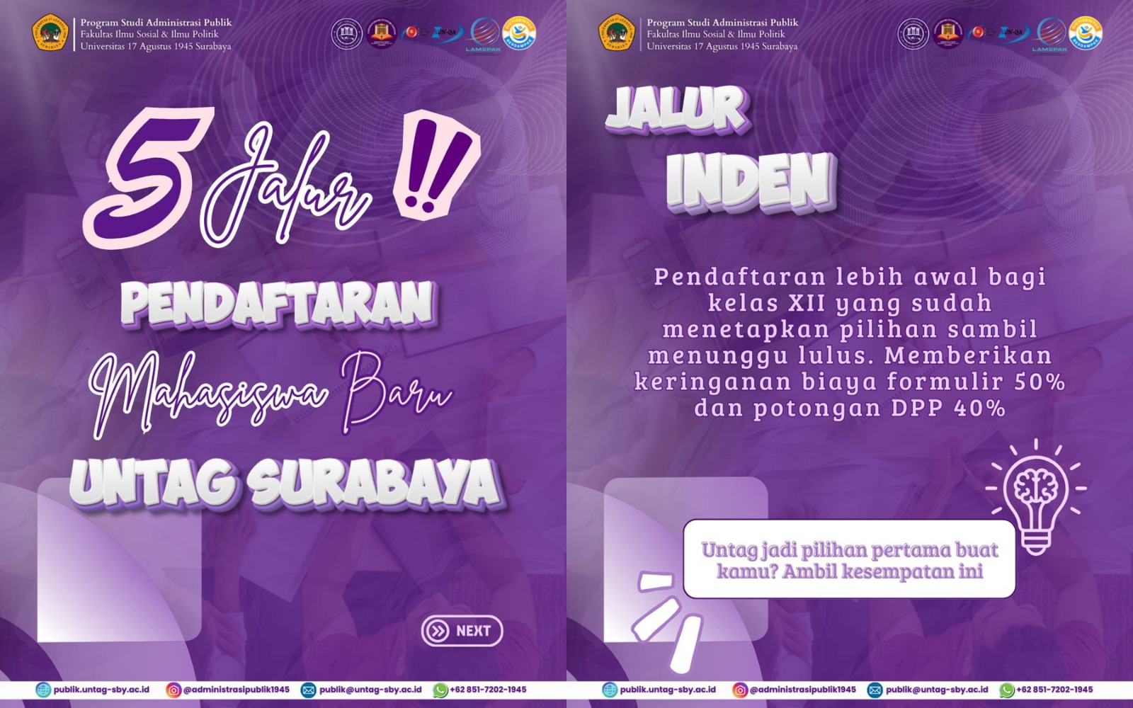 Pendaftaran Mahasiswa Baru Jalur Inden