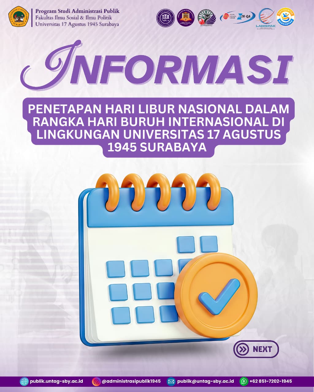 Penetapan Hari Libur Nasional Hari Buruh Internasional di Lingkungan Untag Surabaya