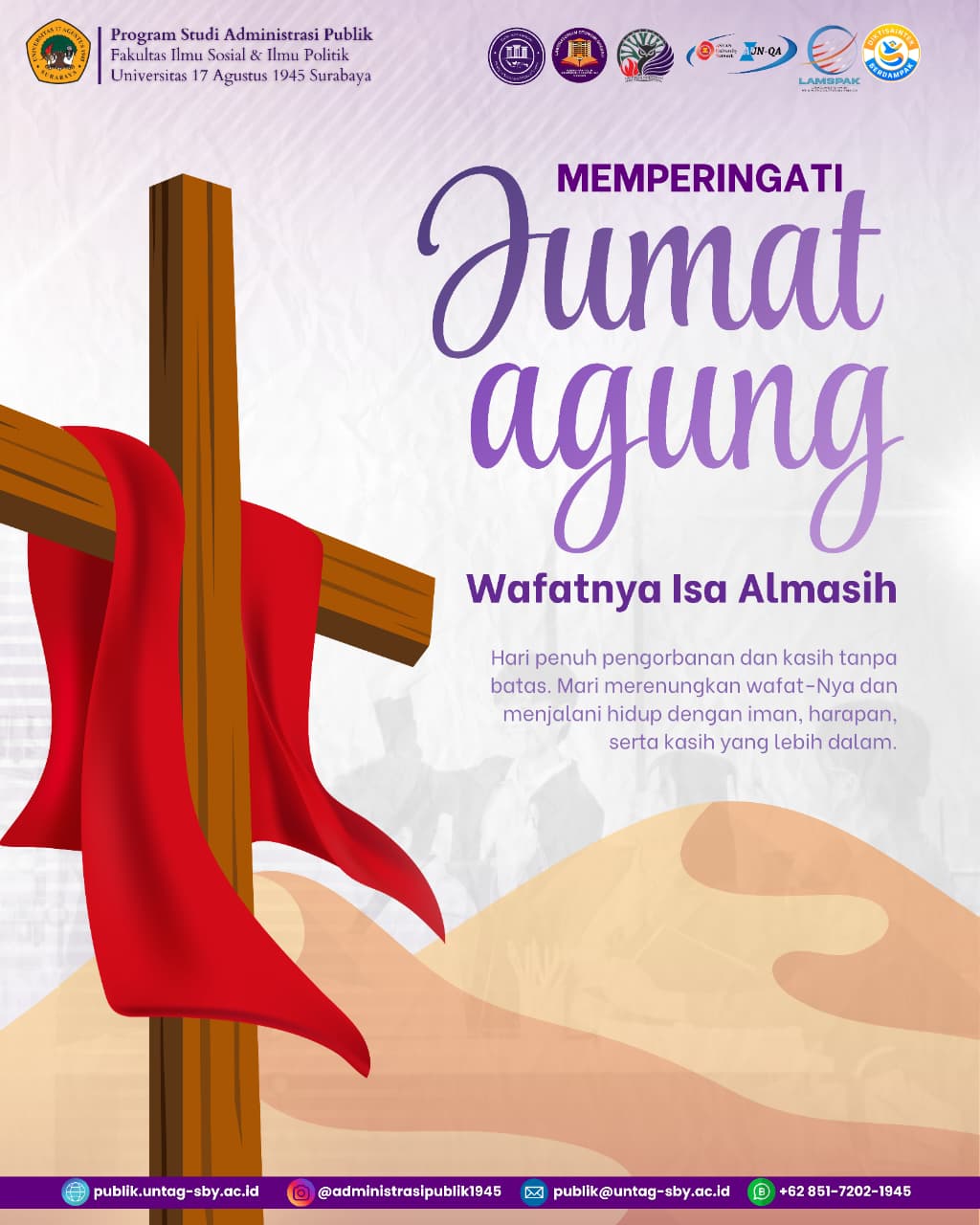 Refleksi Jumat Agung: Prodi Administrasi Publik Untag Surabaya Ajak Perkuat Kasih dan Pengorbanan
