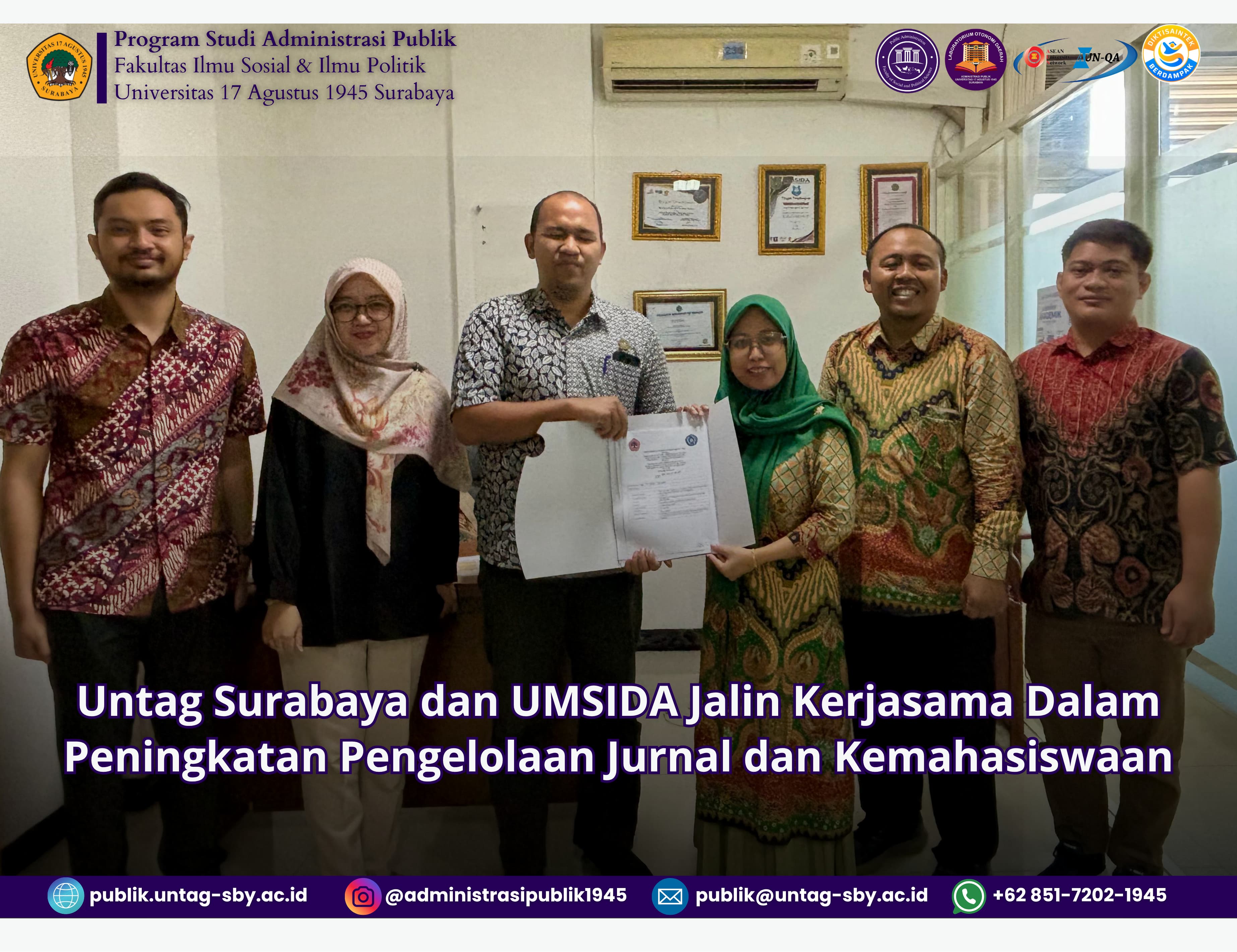 Untag Surabaya dan UMSIDA Jalin Kerjasama Dalam Peningkatan Pengelolaan Jurnal dan Kemahasiswaan