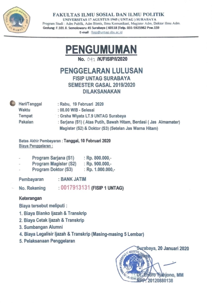 Pengumuman Penggelaran 