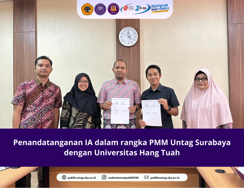 Penandatanganan IA dalam rangka PMM Untag Surabaya dengan Universitas Hang Tuah 